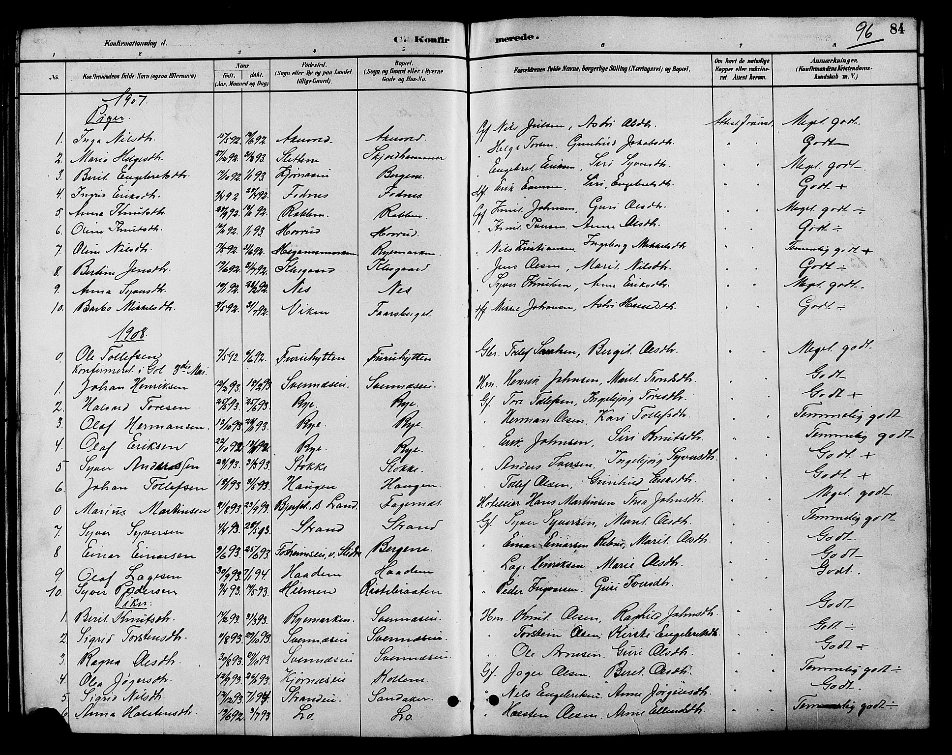 Nord-Aurdal prestekontor, SAH/PREST-132/H/Ha/Hab/L0007: Parish register (copy) no. 7, 1883-1910, p. 96