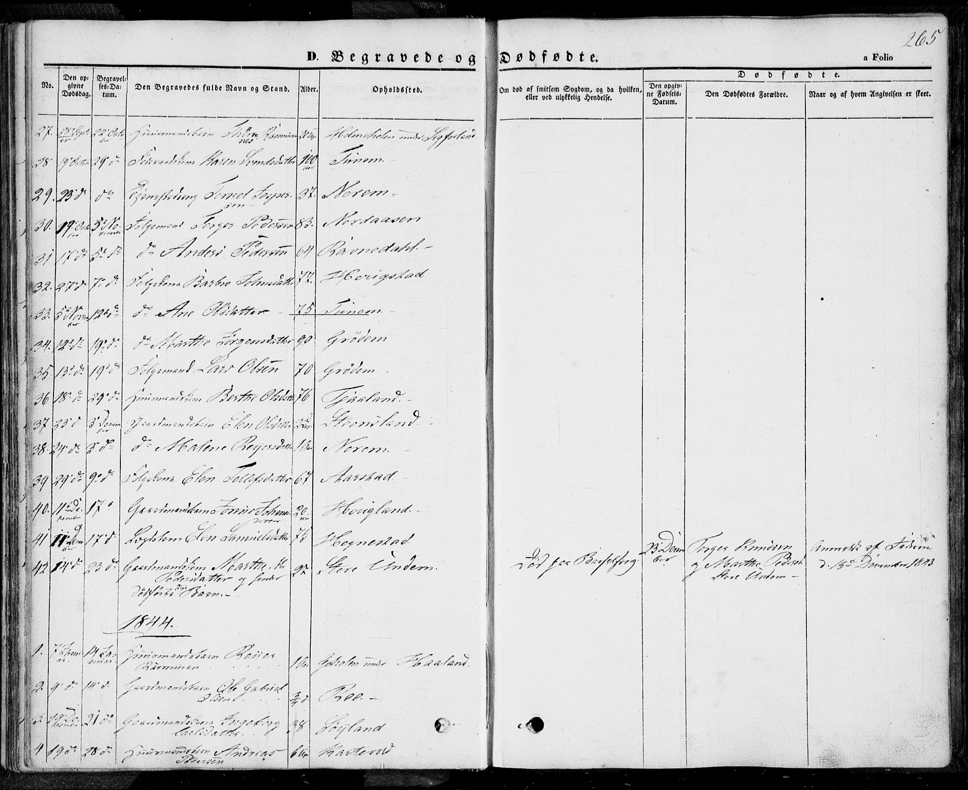 Lye sokneprestkontor, SAST/A-101794/001/30BA/L0006: Parish register (official) no. A 5.2, 1842-1855, p. 265