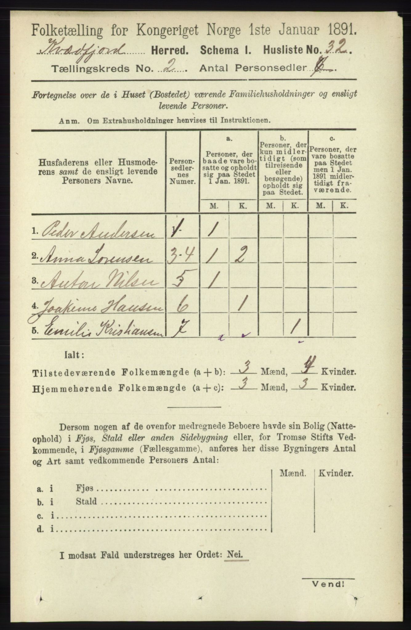 RA, 1891 census for 1911 Kvæfjord, 1891, p. 659