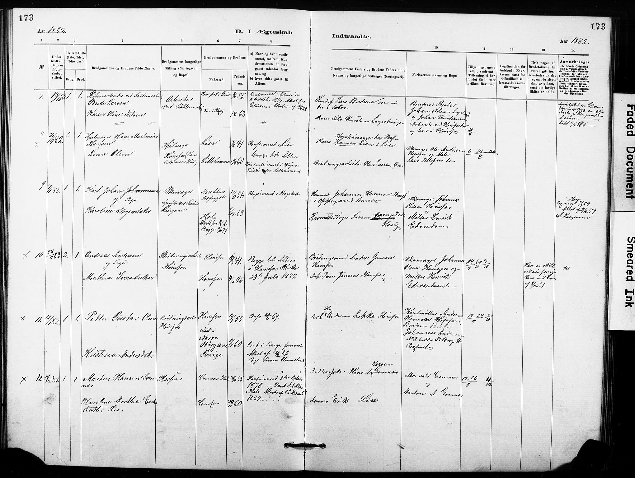 Hønefoss kirkebøker, AV/SAKO-A-609/G/Ga/L0001: Parish register (copy) no. 1, 1870-1887, p. 173