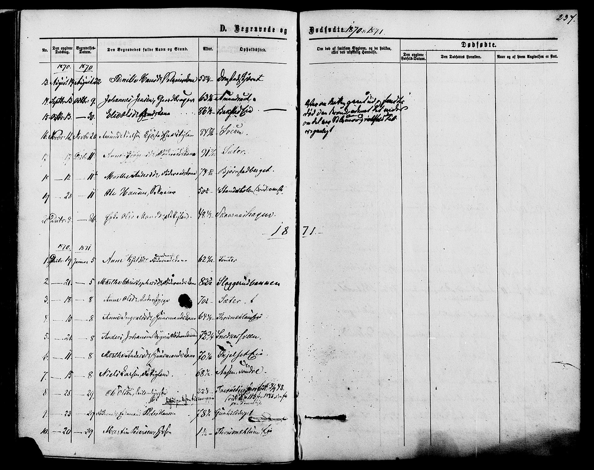 Romedal prestekontor, SAH/PREST-004/K/L0006: Parish register (official) no. 6, 1866-1886, p. 237