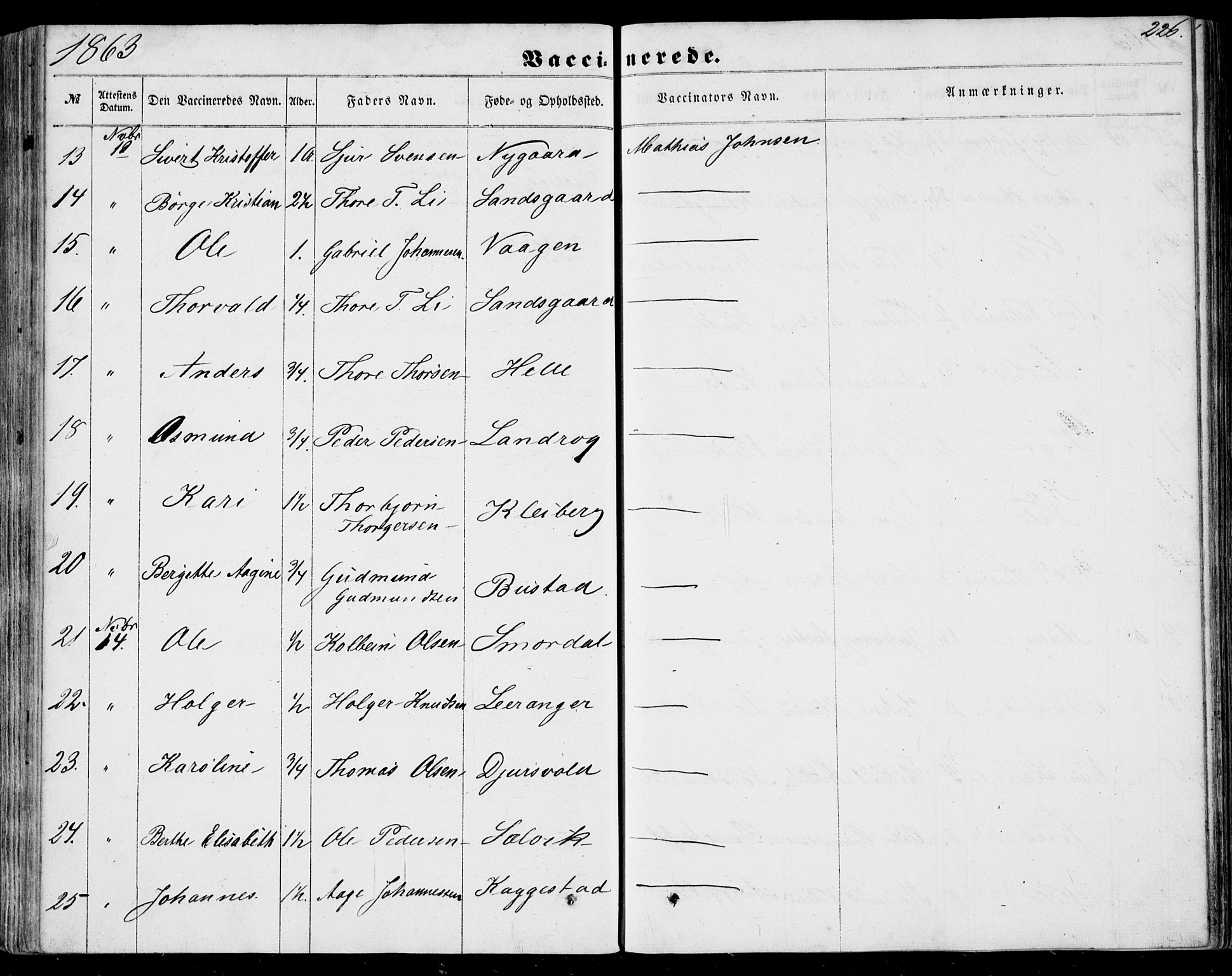 Nedstrand sokneprestkontor, AV/SAST-A-101841/01/IV: Parish register (official) no. A 9, 1861-1876, p. 226