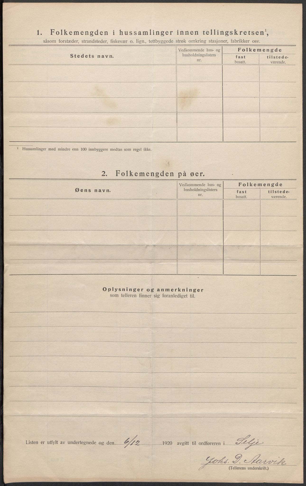 SAB, 1920 census for Selje, 1920, p. 30