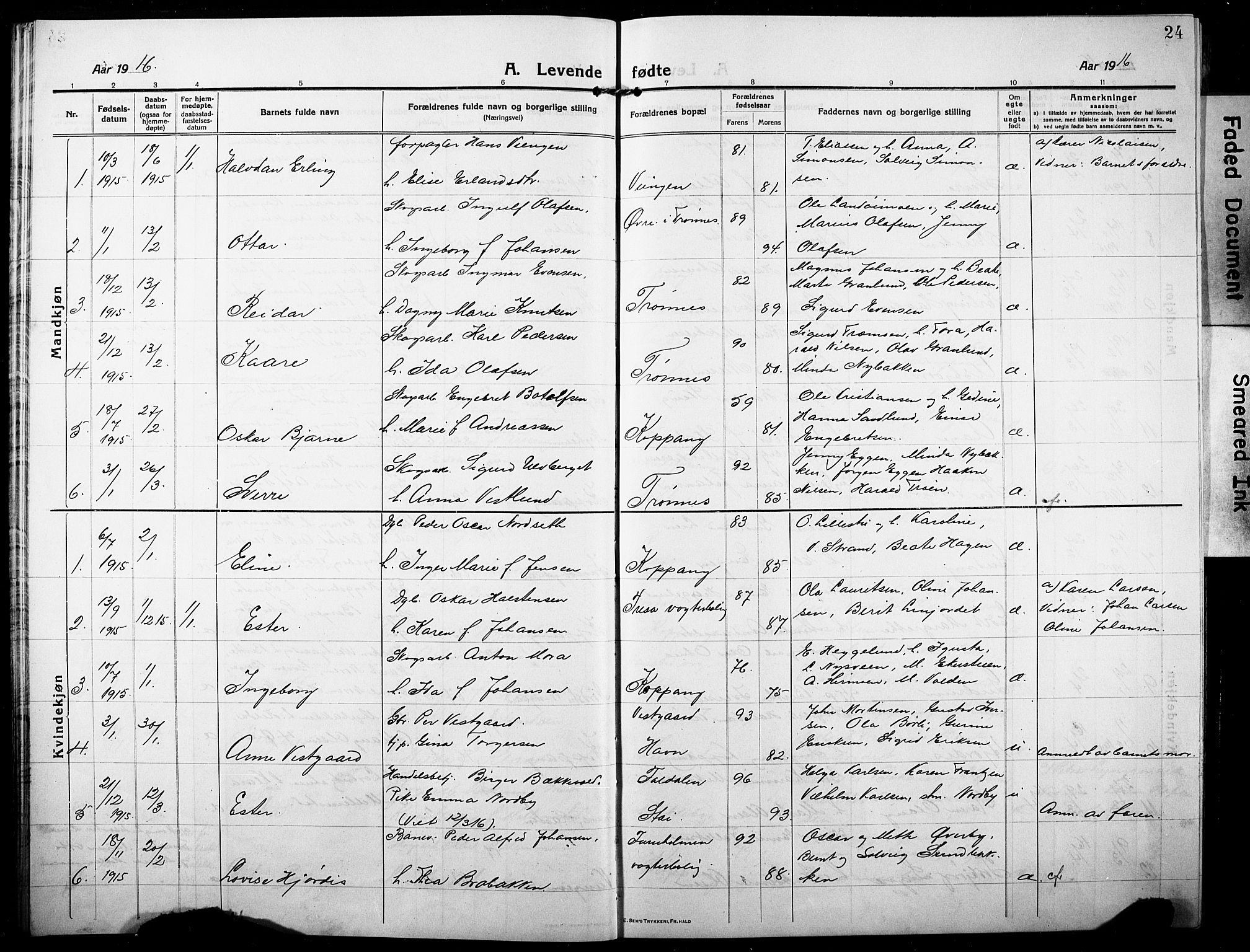Stor-Elvdal prestekontor, SAH/PREST-052/H/Ha/Hab/L0005: Parish register (copy) no. 5, 1913-1932, p. 24