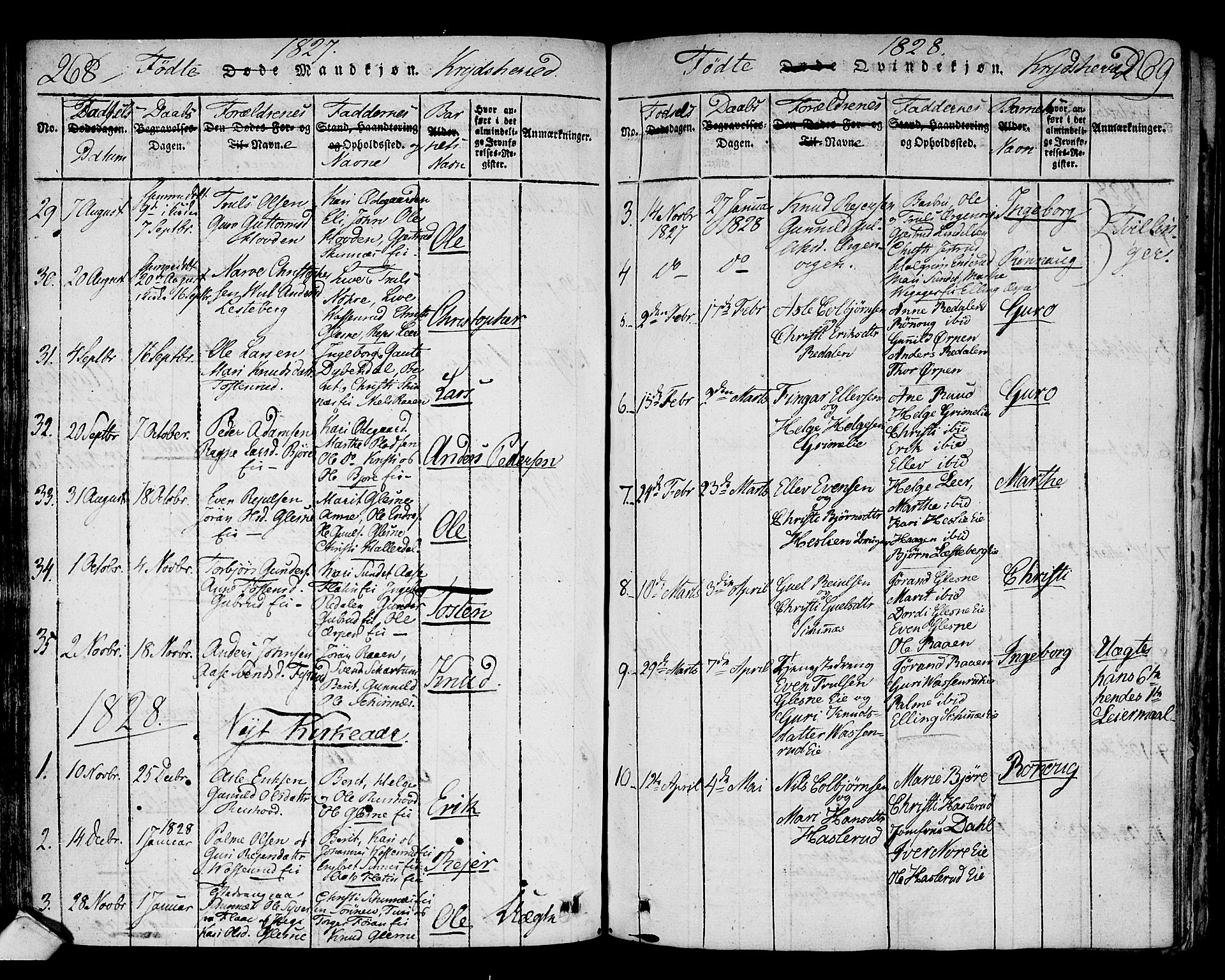 Sigdal kirkebøker, AV/SAKO-A-245/F/Fa/L0005: Parish register (official) no. I 5 /3, 1815-1829, p. 268-269