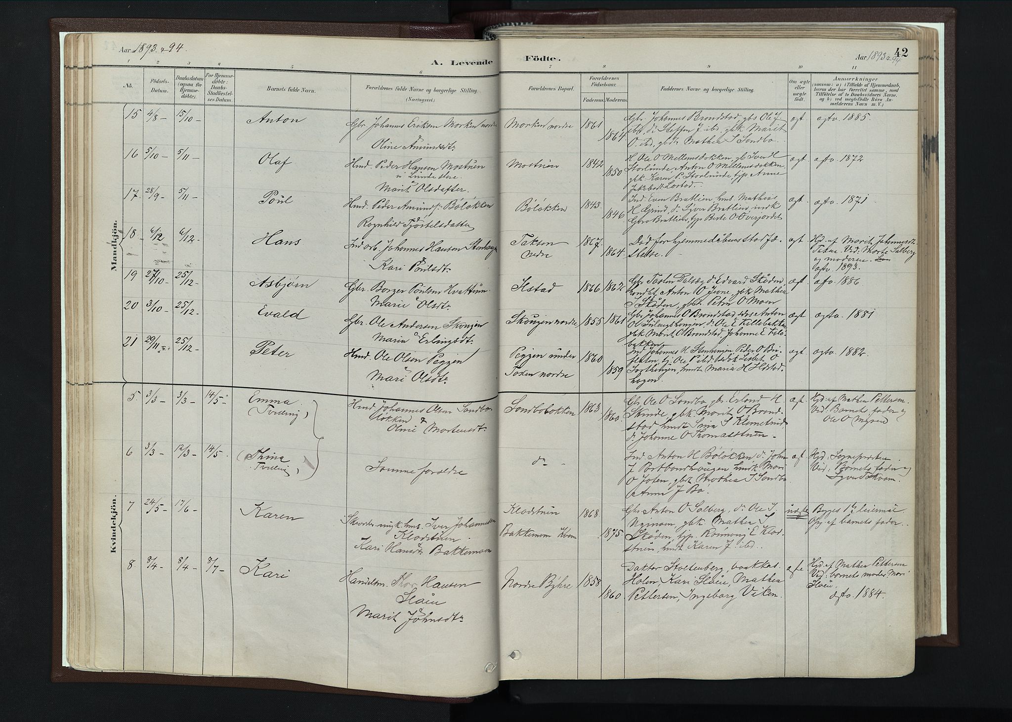 Nord-Fron prestekontor, SAH/PREST-080/H/Ha/Haa/L0004: Parish register (official) no. 4, 1884-1914, p. 42