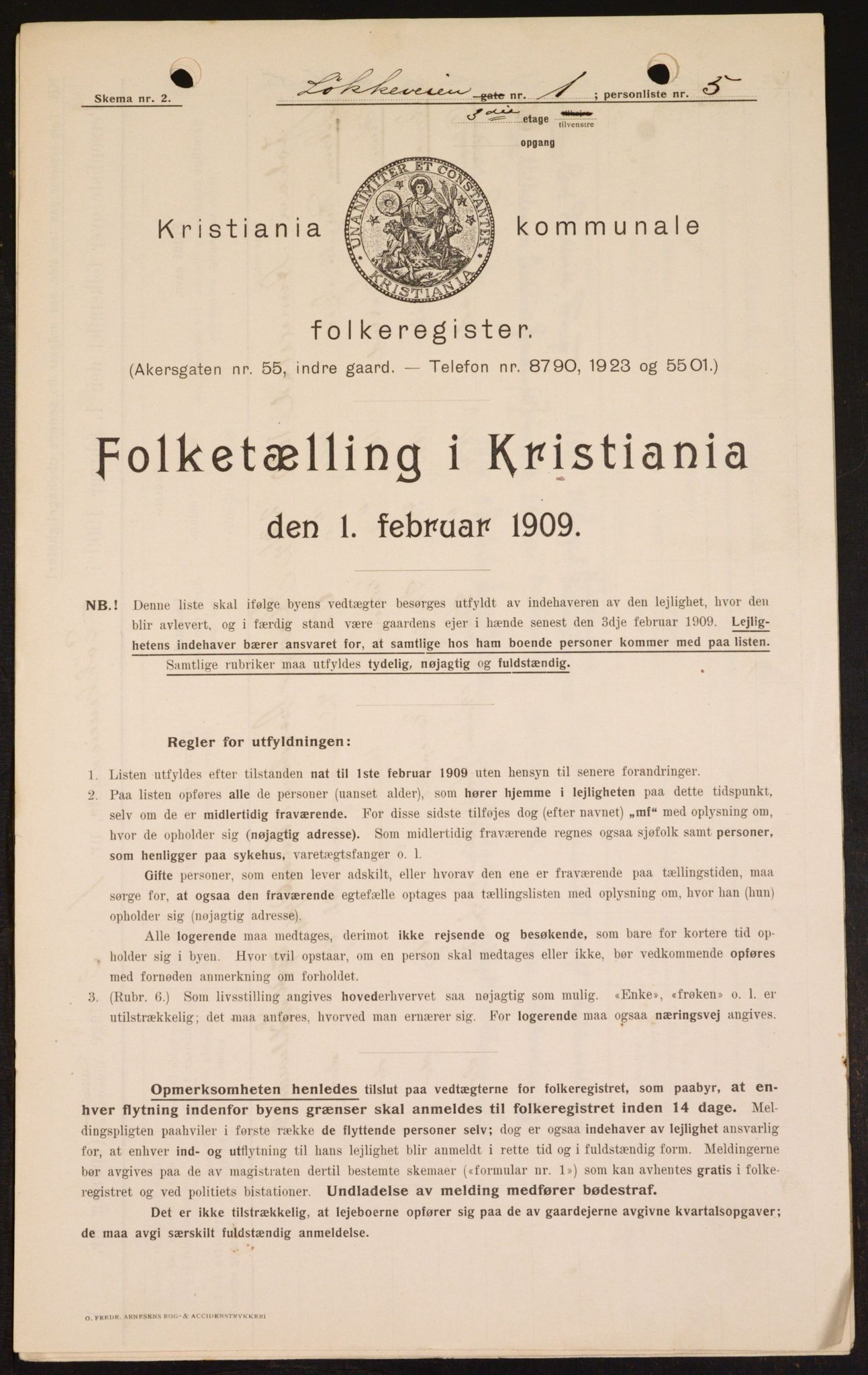 OBA, Municipal Census 1909 for Kristiania, 1909, p. 53305