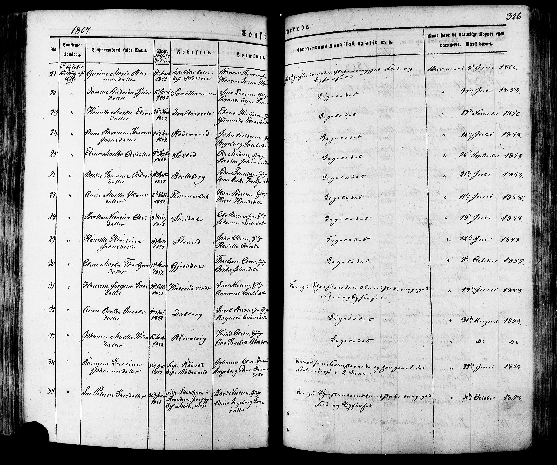 Ministerialprotokoller, klokkerbøker og fødselsregistre - Møre og Romsdal, AV/SAT-A-1454/511/L0140: Parish register (official) no. 511A07, 1851-1878, p. 326