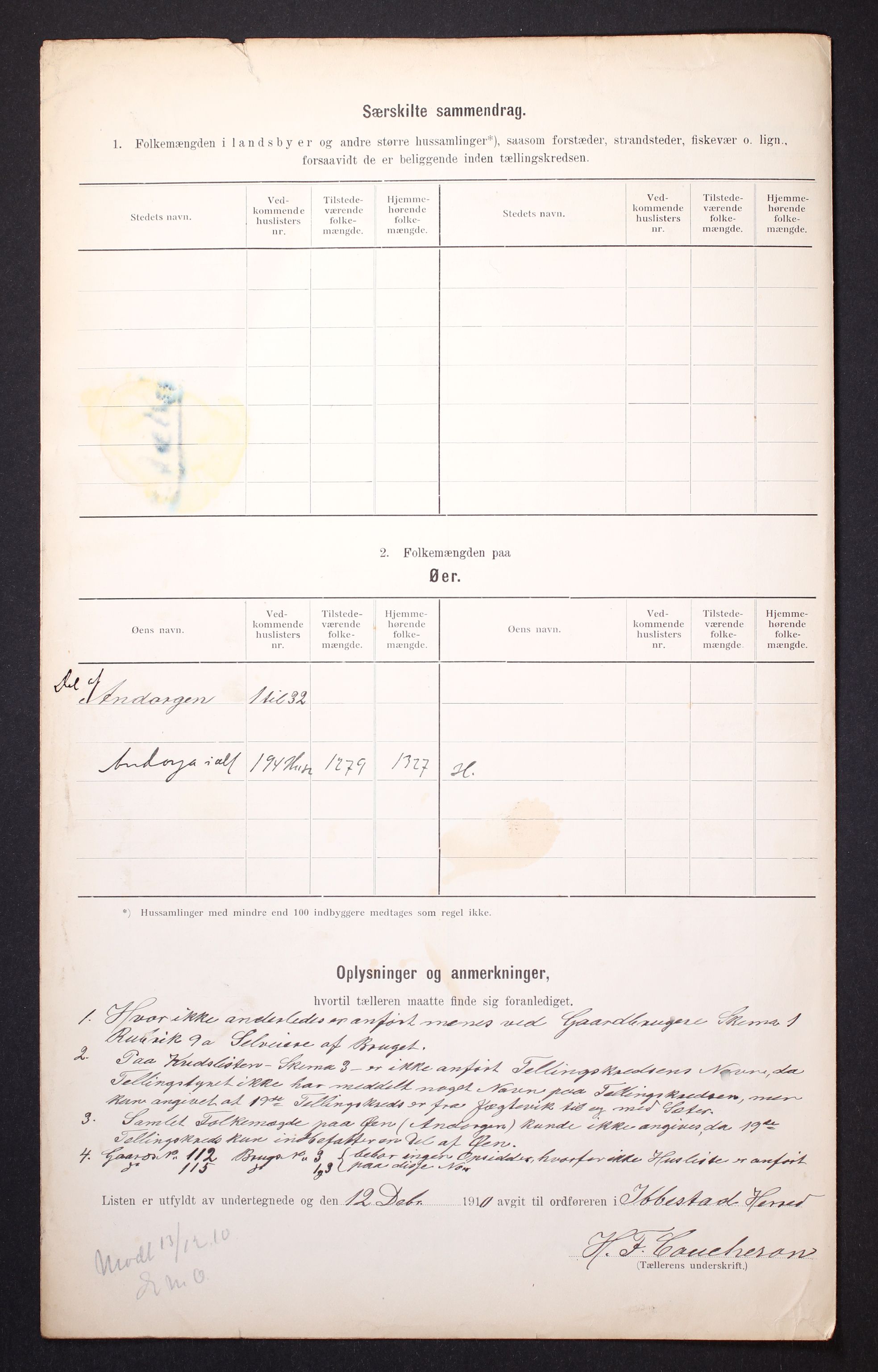 RA, 1910 census for Ibestad, 1910, p. 60