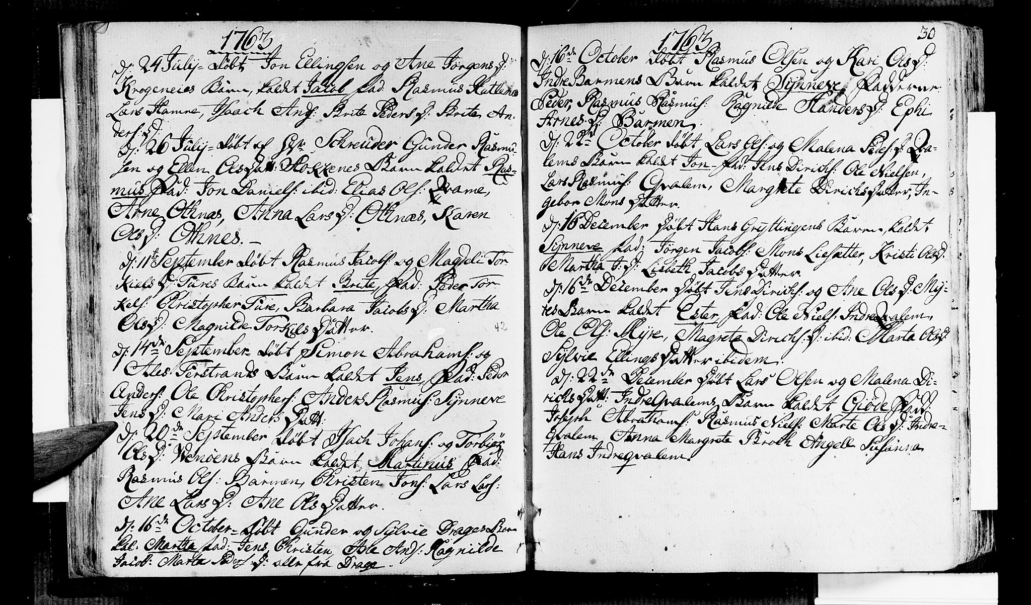 Selje sokneprestembete, AV/SAB-A-99938/H/Ha/Haa/Haaa: Parish register (official) no. A 5, 1760-1782, p. 30