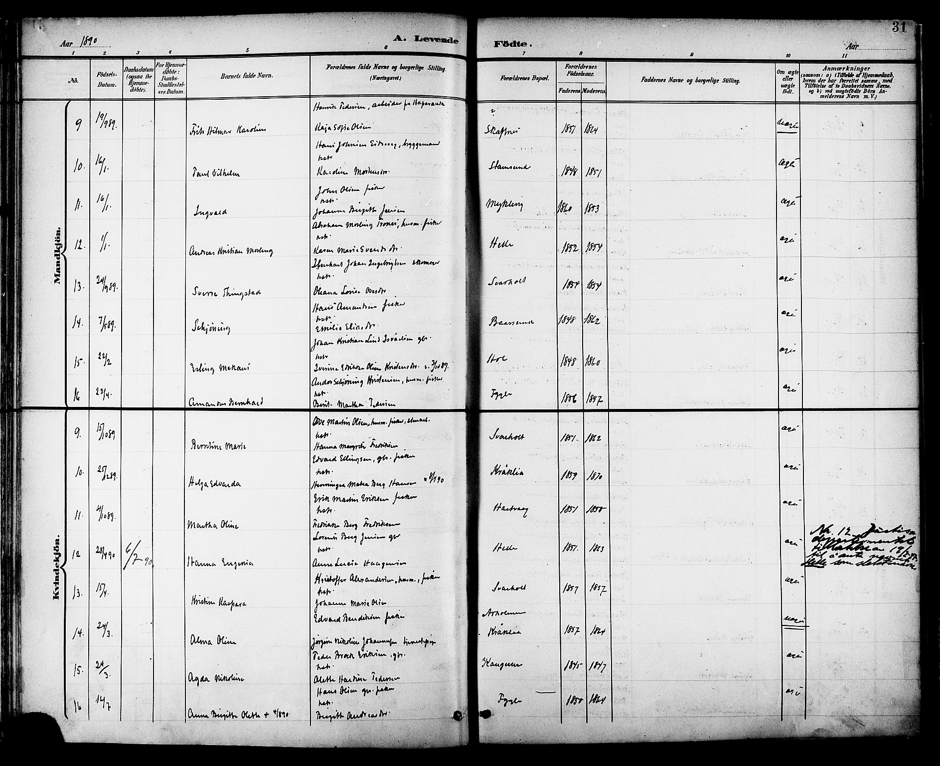 Ministerialprotokoller, klokkerbøker og fødselsregistre - Nordland, SAT/A-1459/882/L1179: Parish register (official) no. 882A01, 1886-1898, p. 31