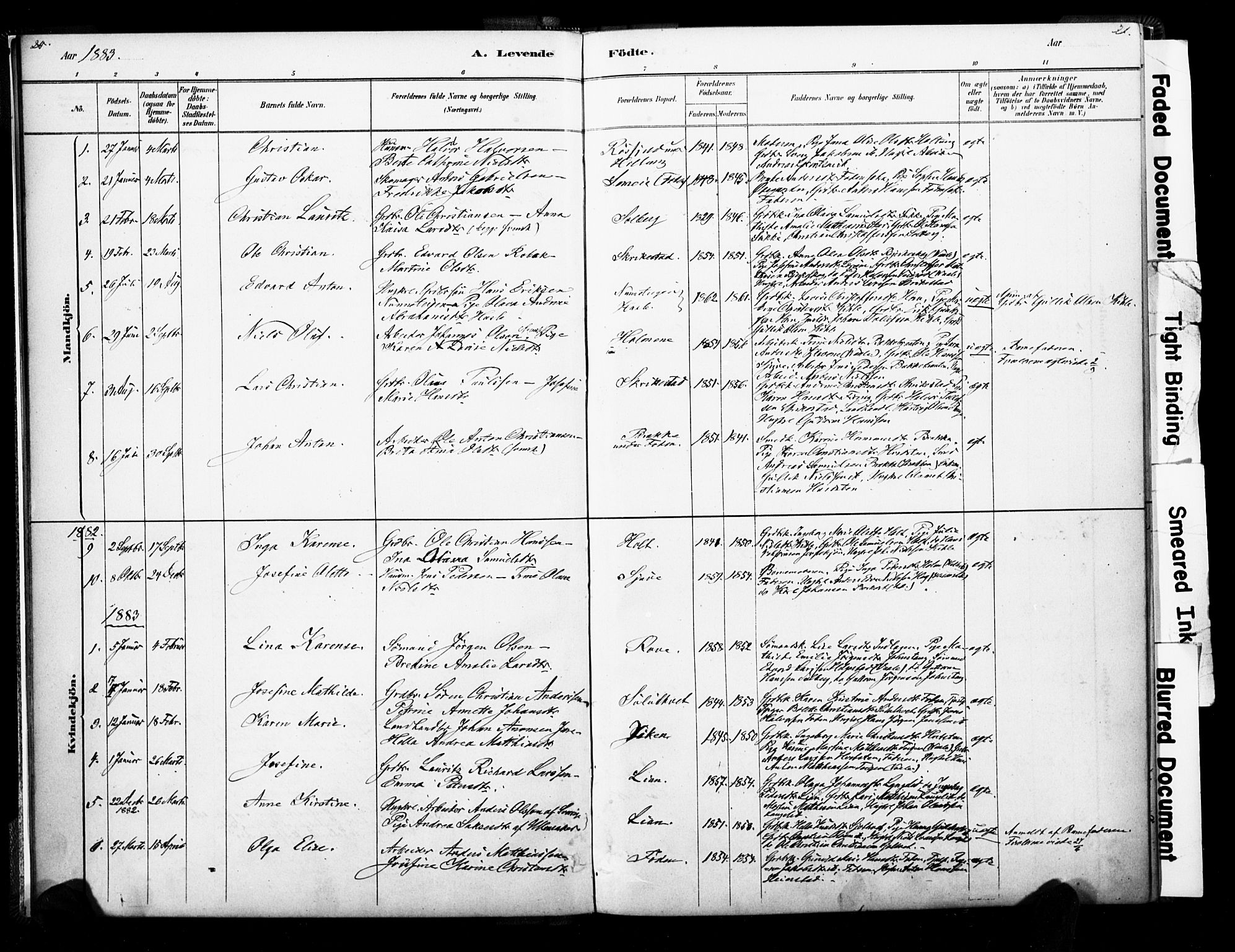Ramnes kirkebøker, SAKO/A-314/F/Fb/L0001: Parish register (official) no. II 1, 1878-1894, p. 20-21