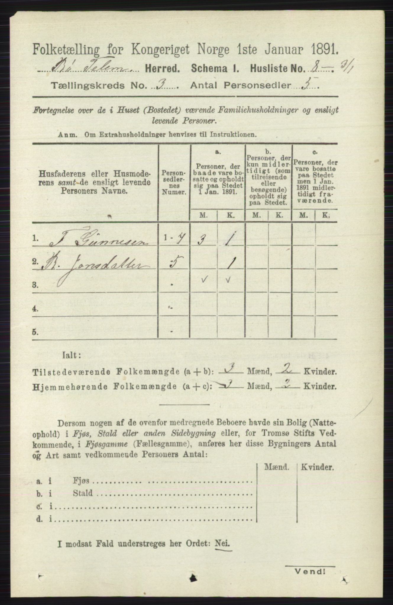 RA, 1891 census for 0821 Bø, 1891, p. 983