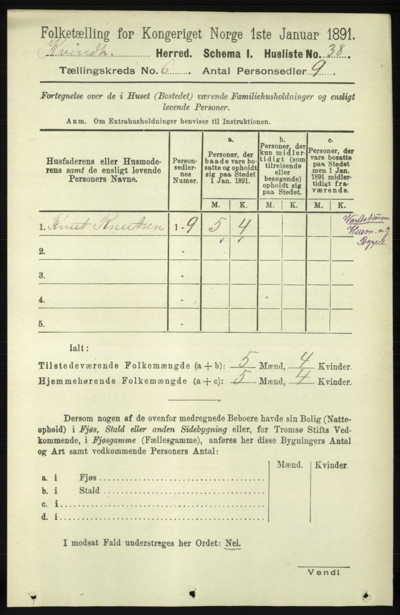 RA, 1891 census for 1224 Kvinnherad, 1891, p. 2116