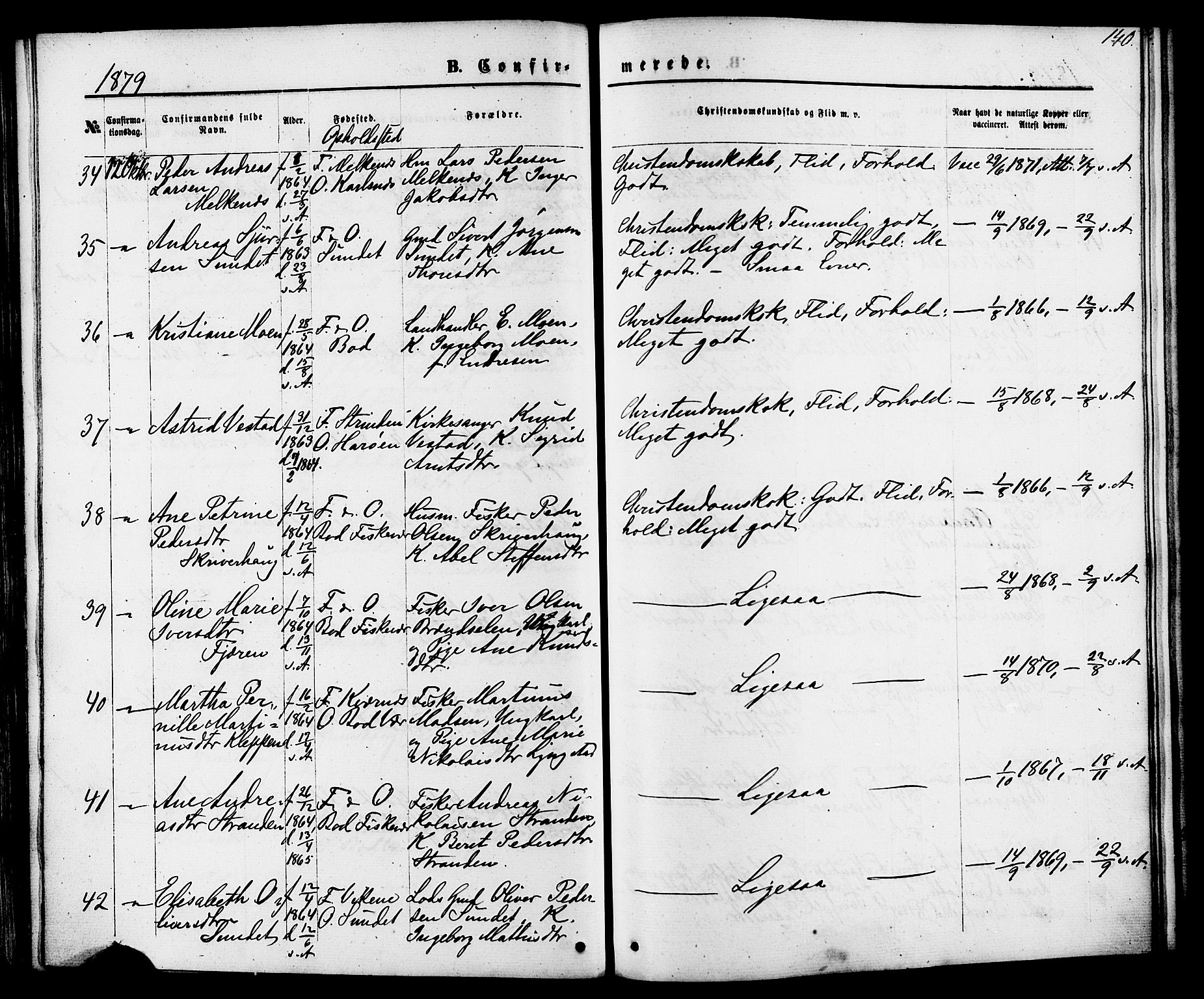 Ministerialprotokoller, klokkerbøker og fødselsregistre - Møre og Romsdal, AV/SAT-A-1454/566/L0768: Parish register (official) no. 566A07, 1869-1881, p. 140