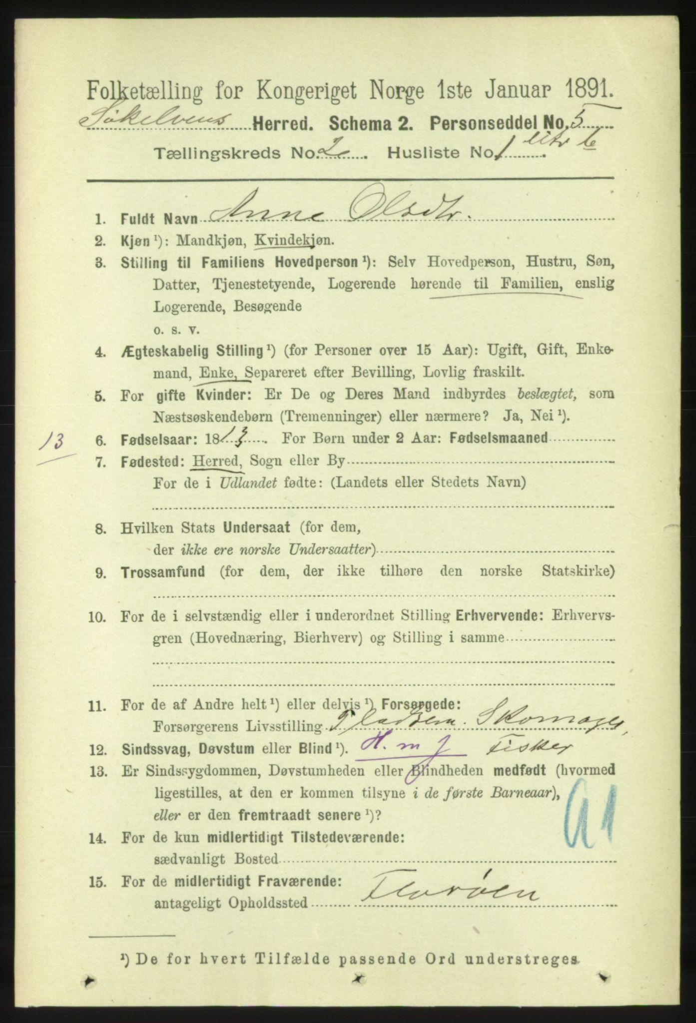 RA, 1891 census for 1528 Sykkylven, 1891, p. 1476