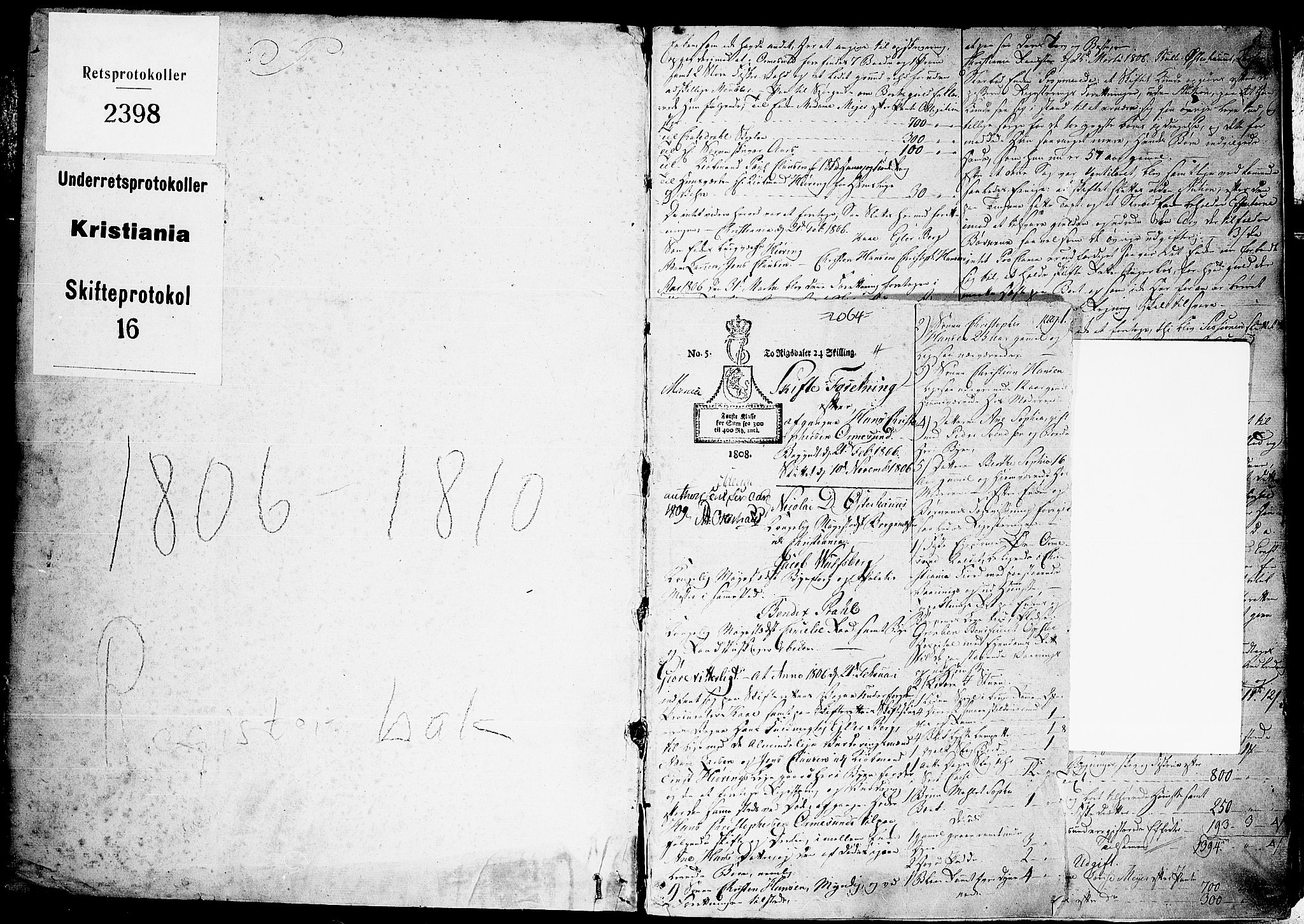 Oslo skifterett, AV/SAO-A-10383/H/Ha/L0014: Skifteprotokoll, 1806-1810, p. 0-1