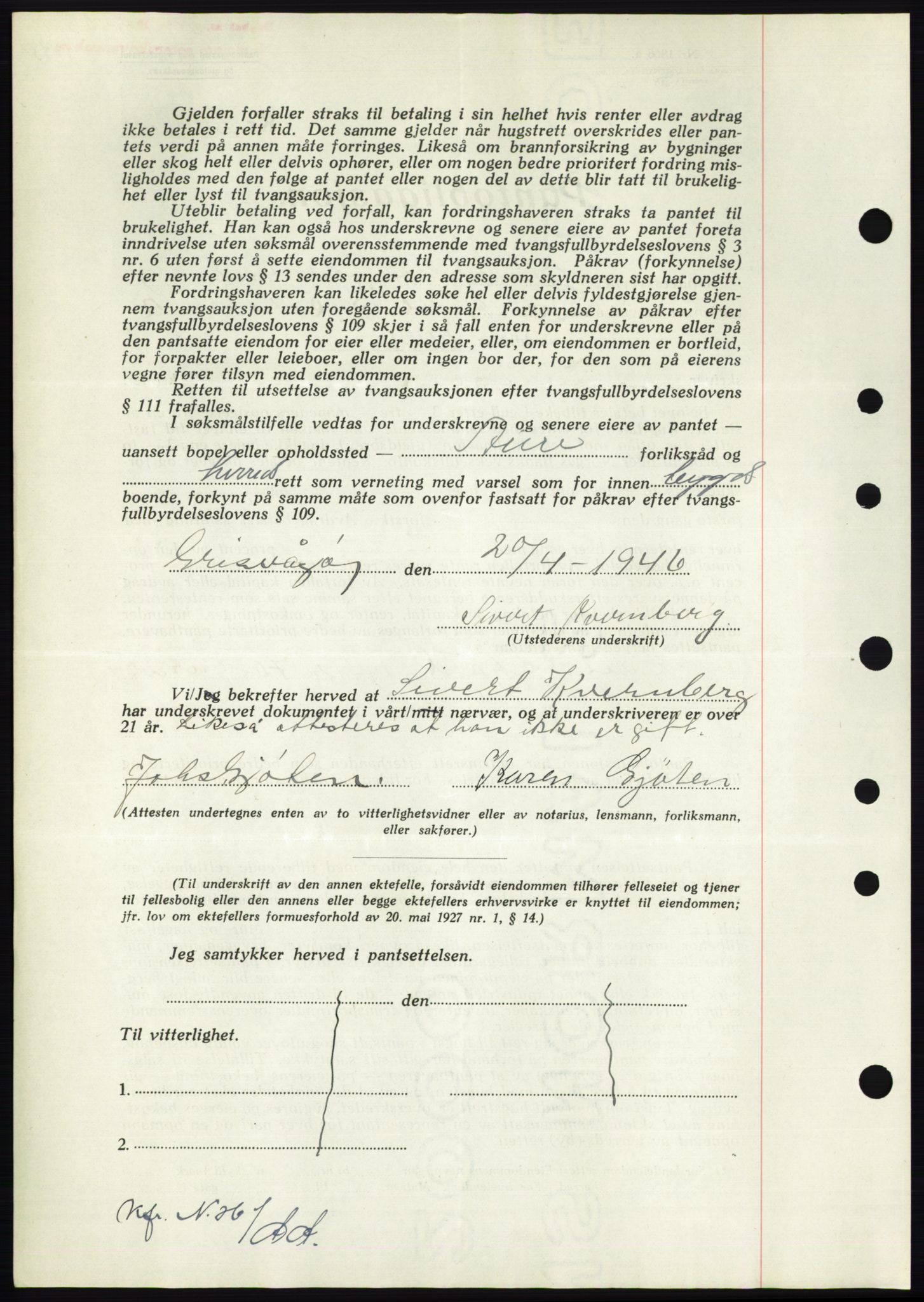 Nordmøre sorenskriveri, AV/SAT-A-4132/1/2/2Ca: Mortgage book no. B93b, 1946-1946, Diary no: : 690/1946