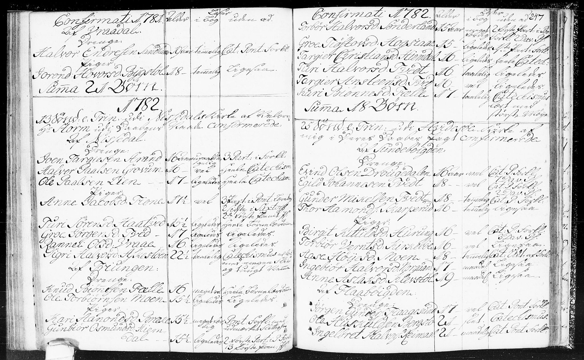 Kviteseid kirkebøker, SAKO/A-276/F/Fa/L0002: Parish register (official) no. I 2, 1773-1786, p. 247