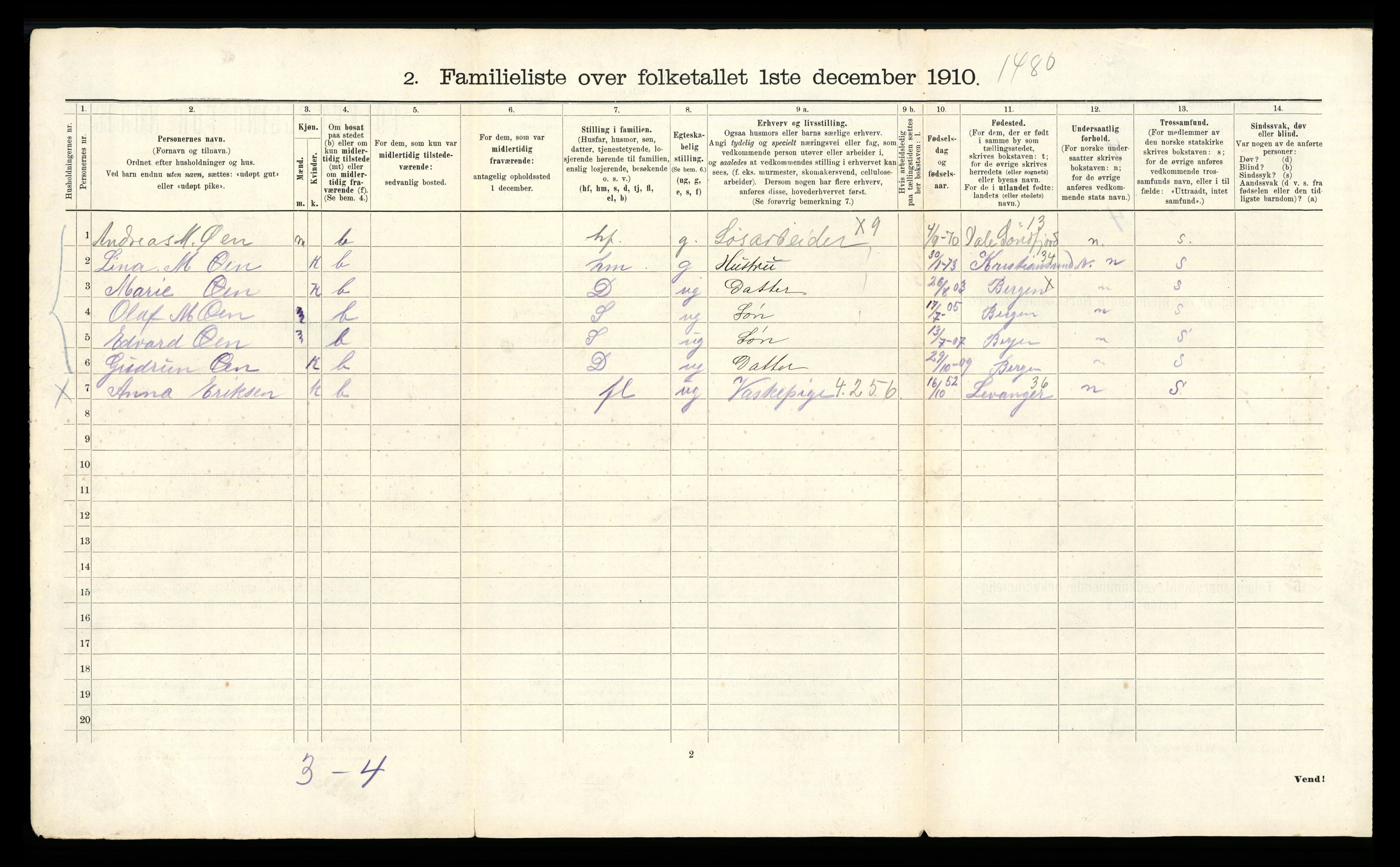 RA, 1910 census for Bergen, 1910, p. 16098