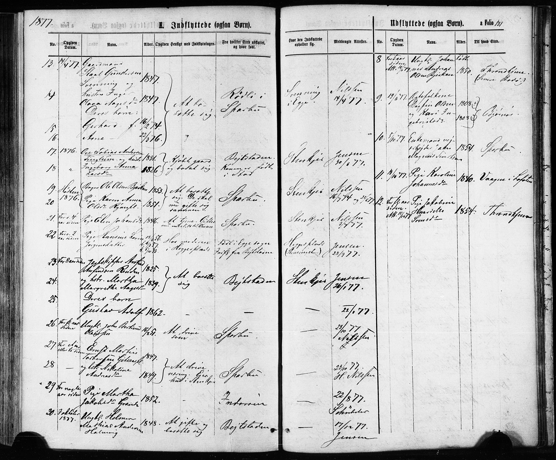 Ministerialprotokoller, klokkerbøker og fødselsregistre - Nord-Trøndelag, SAT/A-1458/739/L0370: Parish register (official) no. 739A02, 1868-1881, p. 181