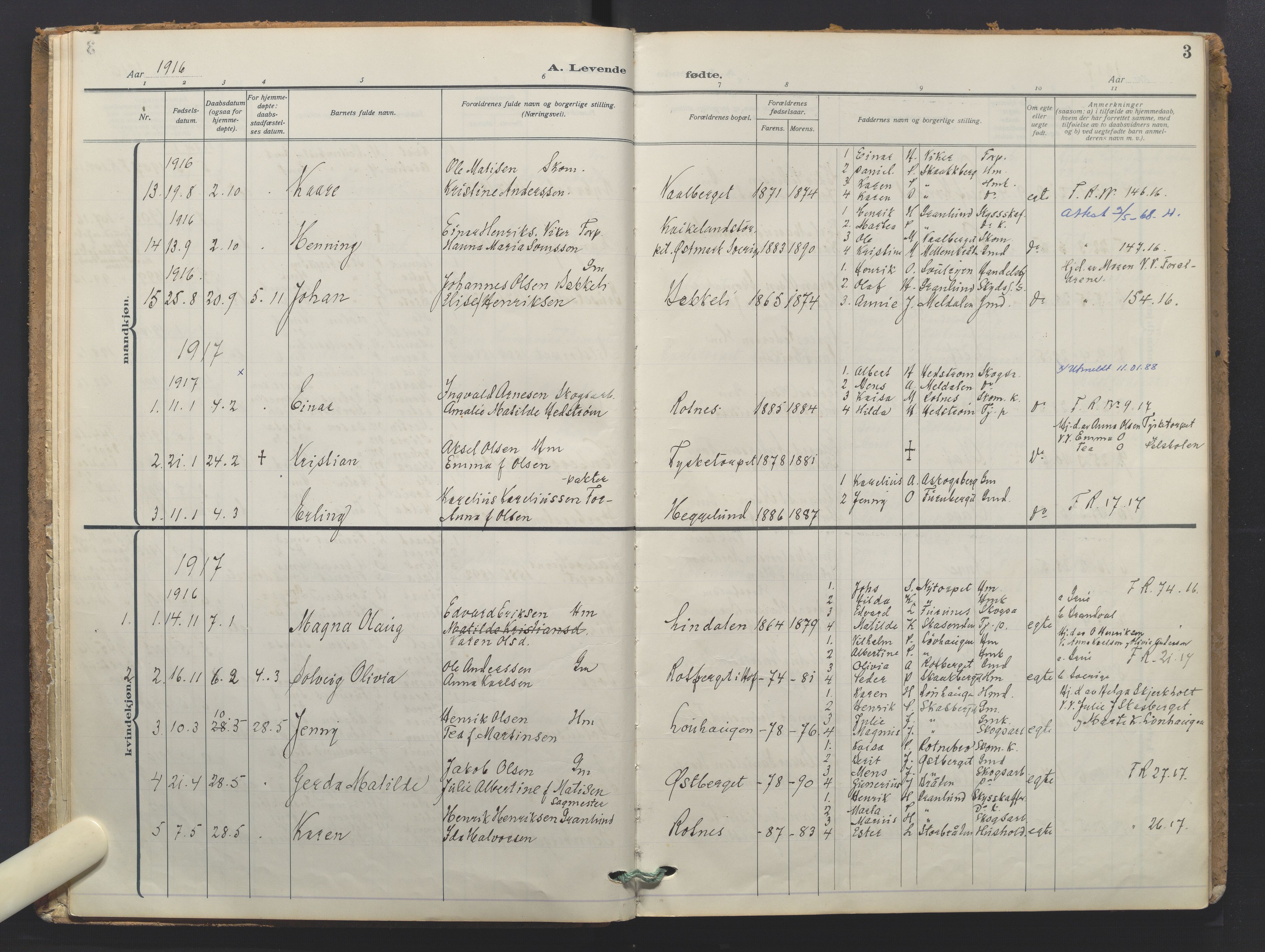 Grue prestekontor, AV/SAH-PREST-036/H/Ha/Haa/L0016: Parish register (official) no. 16, 1916-1947, p. 3