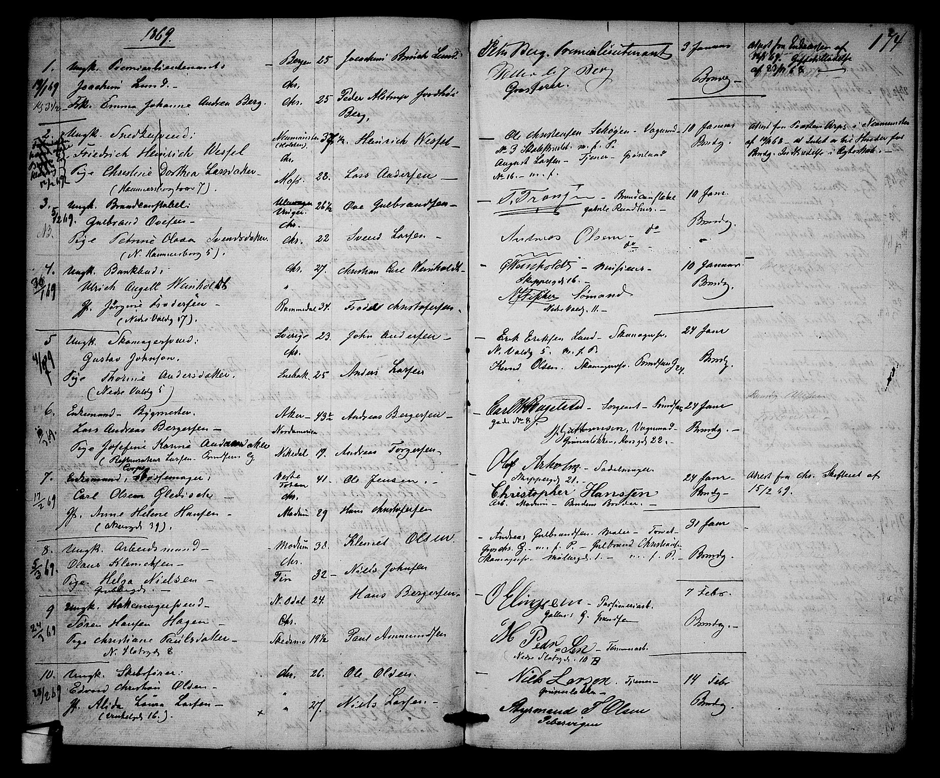 Trefoldighet prestekontor Kirkebøker, AV/SAO-A-10882/H/Ha/L0001: Banns register no. 1, 1858-1870, p. 174