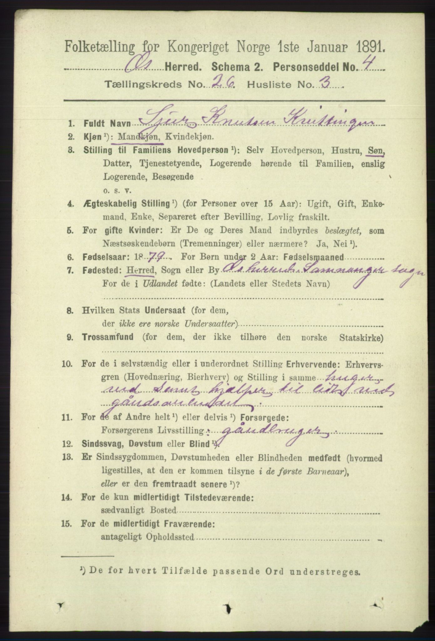 RA, 1891 census for 1243 Os, 1891, p. 5500