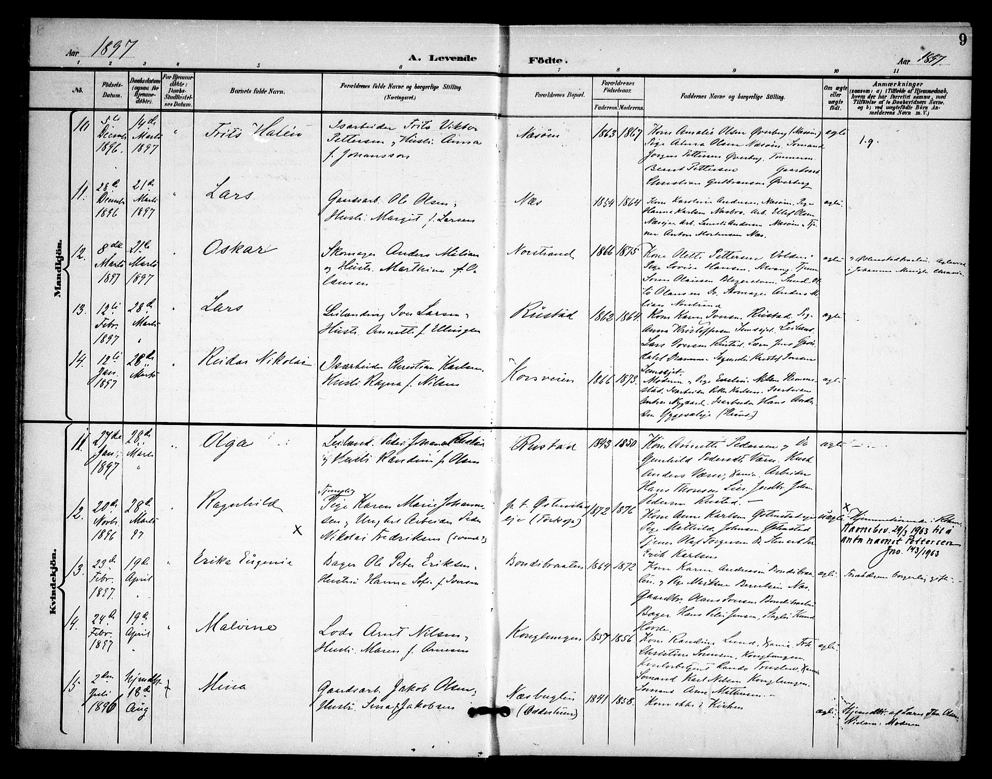 Asker prestekontor Kirkebøker, SAO/A-10256a/F/Fa/L0015: Parish register (official) no. I 15, 1896-1915, p. 9