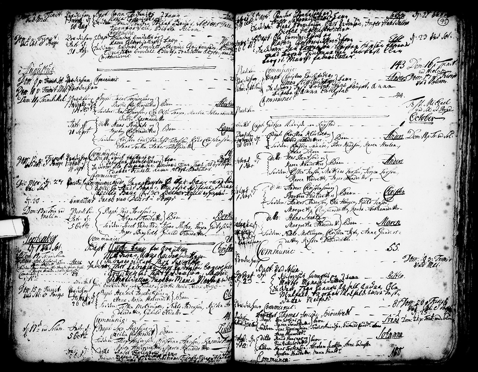 Solum kirkebøker, SAKO/A-306/F/Fa/L0002: Parish register (official) no. I 2, 1713-1761, p. 95