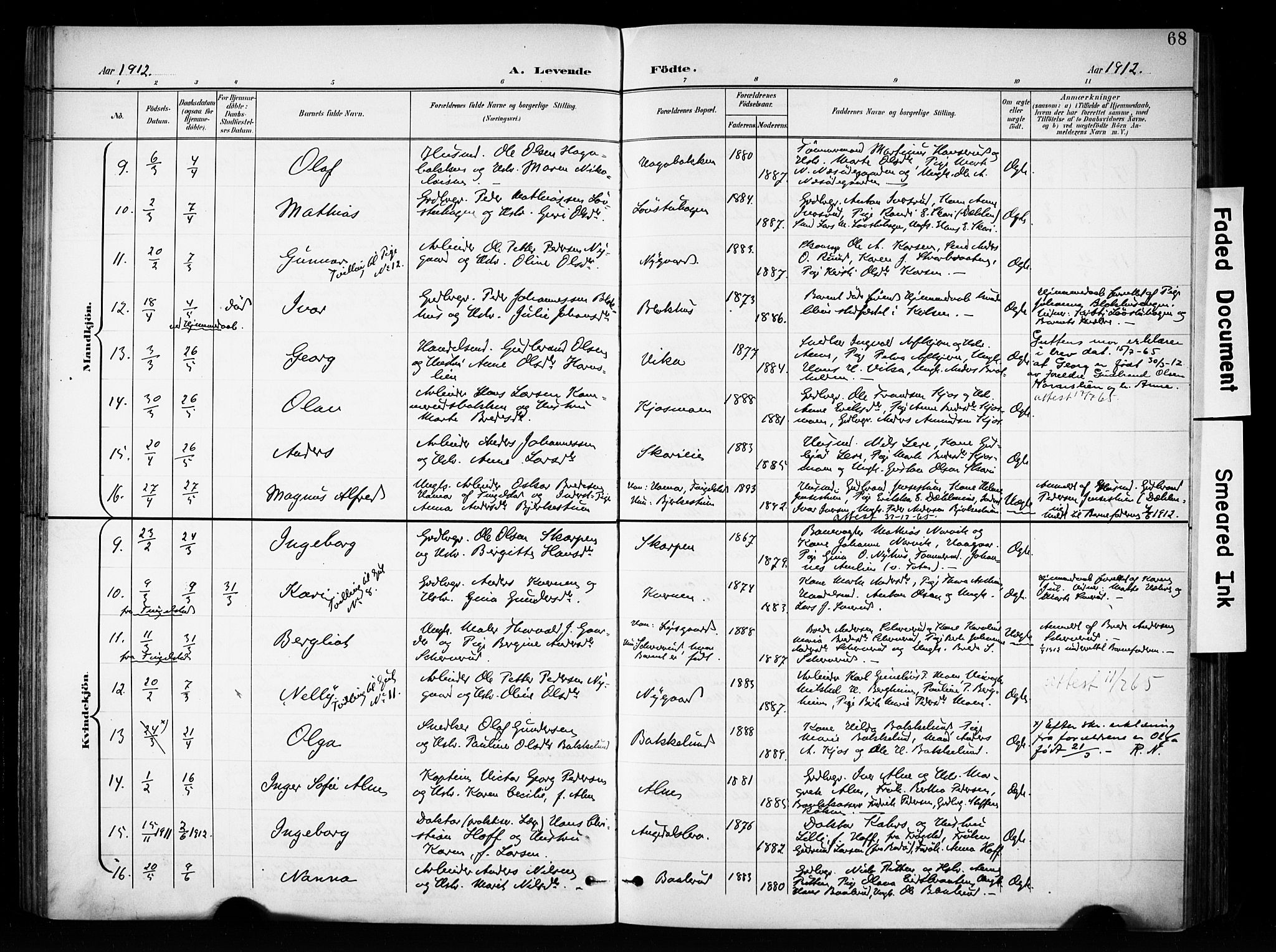 Brandbu prestekontor, SAH/PREST-114/H/Ha/Haa/L0001: Parish register (official) no. 1, 1900-1912, p. 68