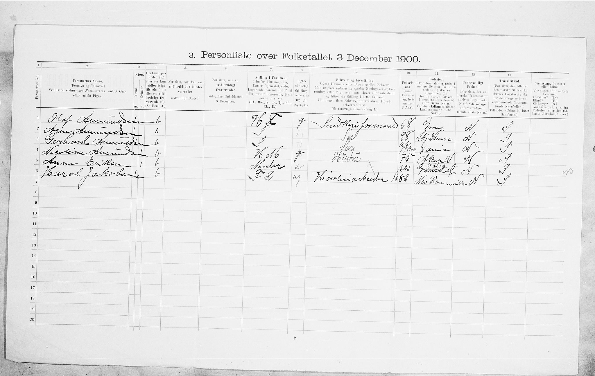 SAO, 1900 census for Kristiania, 1900, p. 87068