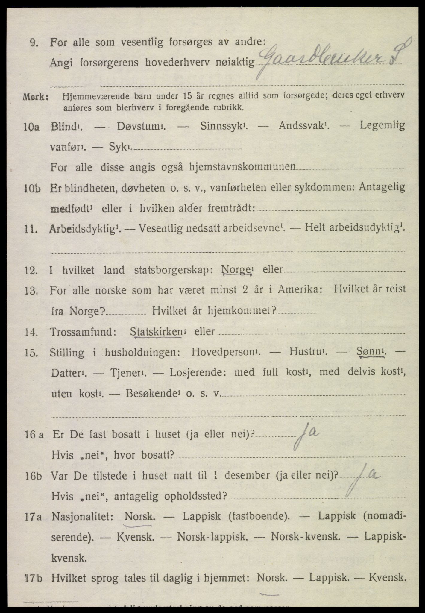 SAT, 1920 census for Kvam, 1920, p. 1572