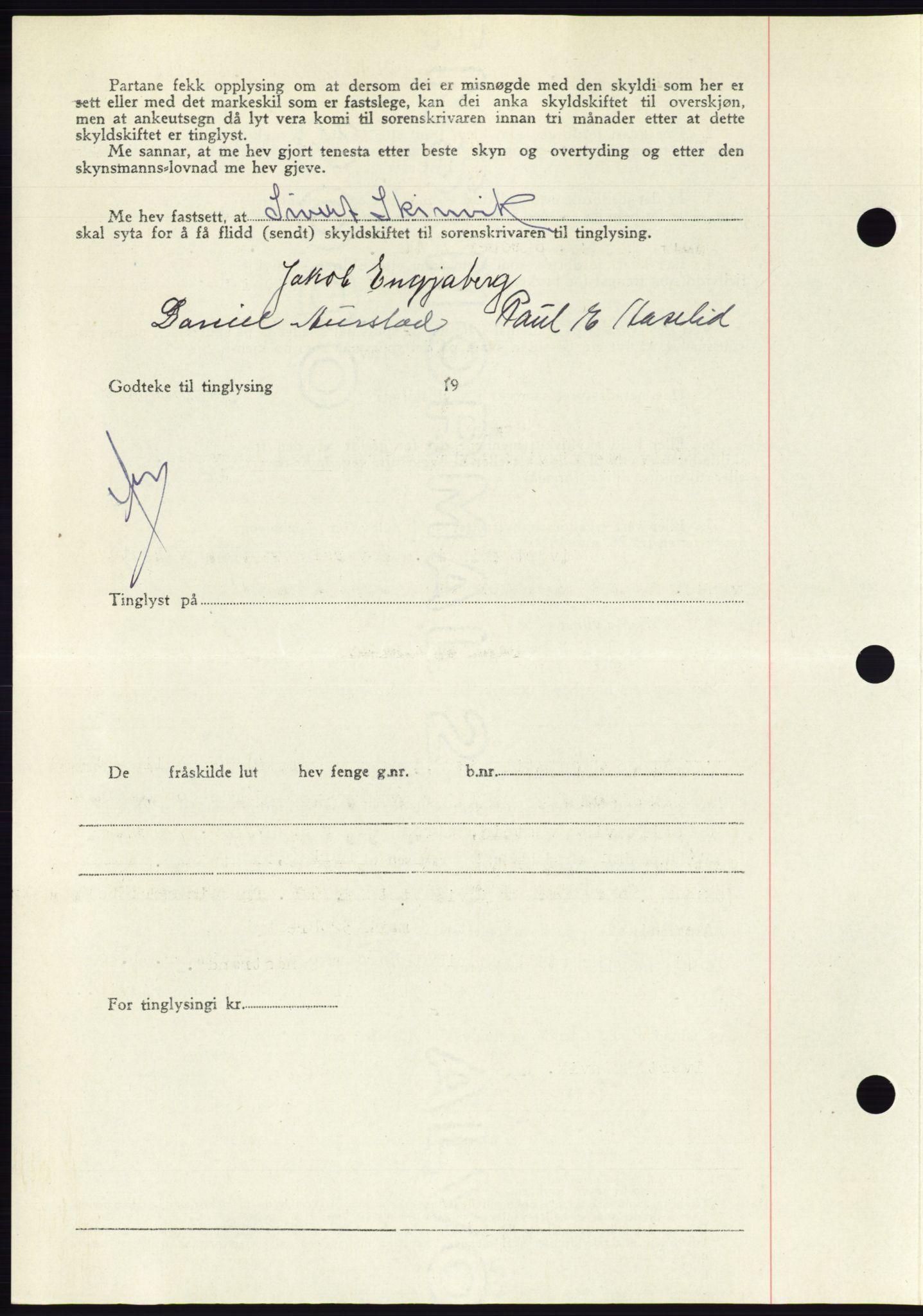 Søre Sunnmøre sorenskriveri, AV/SAT-A-4122/1/2/2C/L0081: Mortgage book no. 7A, 1947-1948, Diary no: : 1703/1947