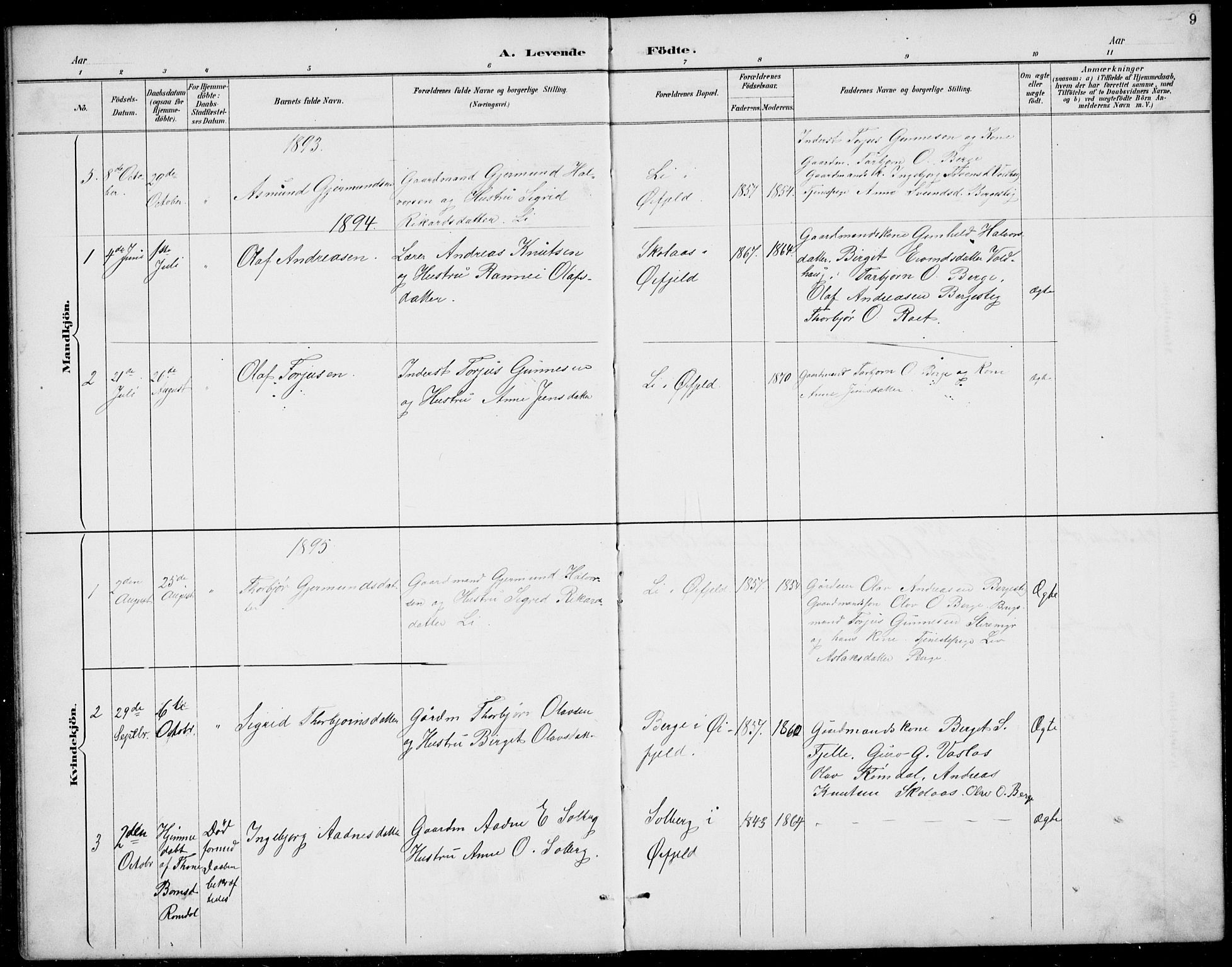 Rauland kirkebøker, AV/SAKO-A-292/G/Gb/L0002: Parish register (copy) no. II 2, 1887-1937, p. 9