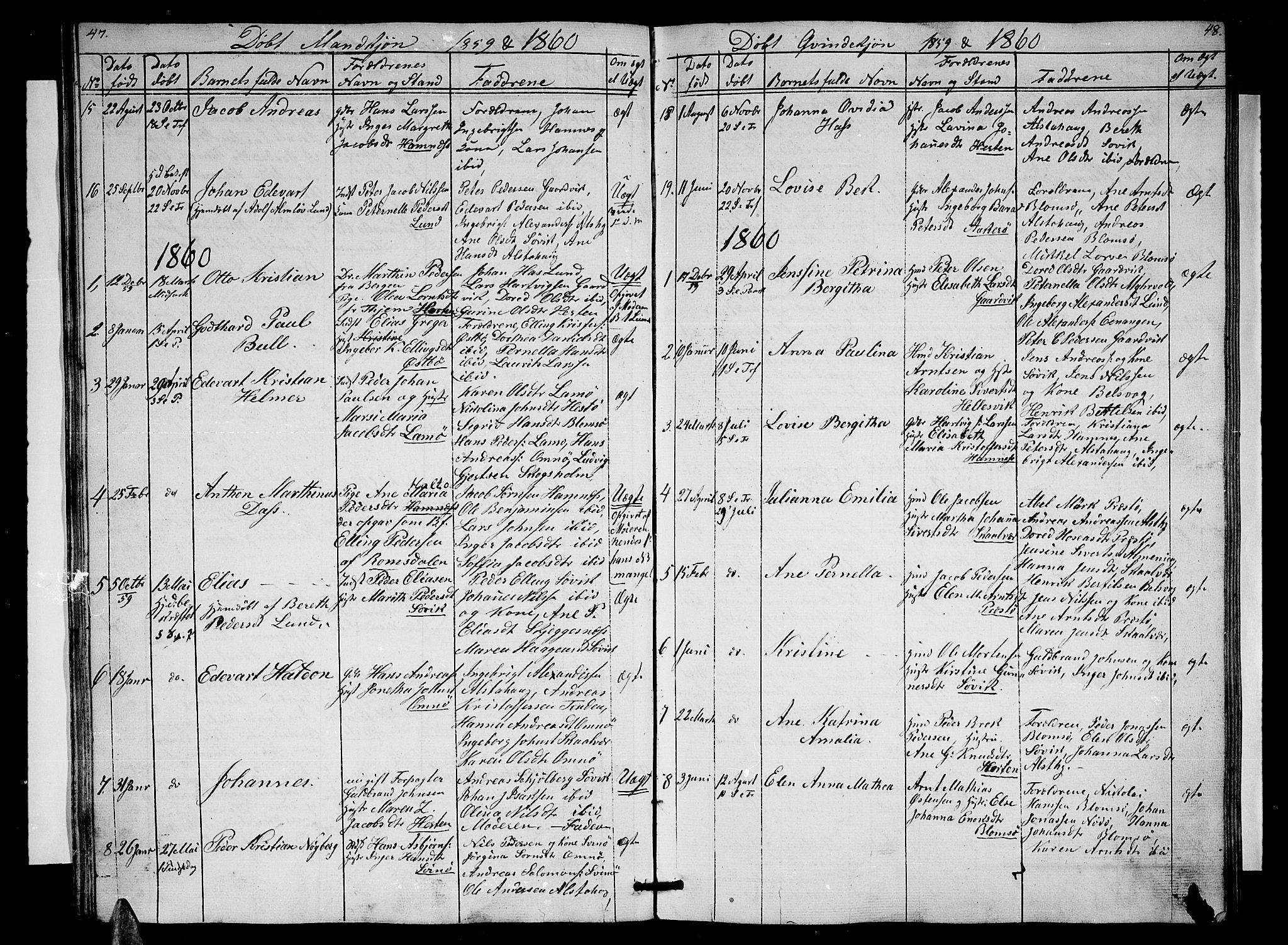 Ministerialprotokoller, klokkerbøker og fødselsregistre - Nordland, AV/SAT-A-1459/830/L0460: Parish register (copy) no. 830C02, 1843-1865, p. 47-48