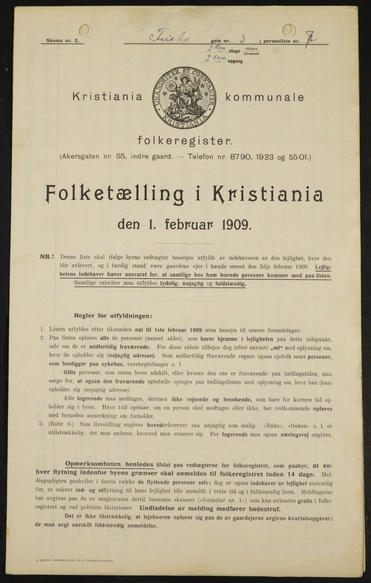 OBA, Municipal Census 1909 for Kristiania, 1909, p. 24351