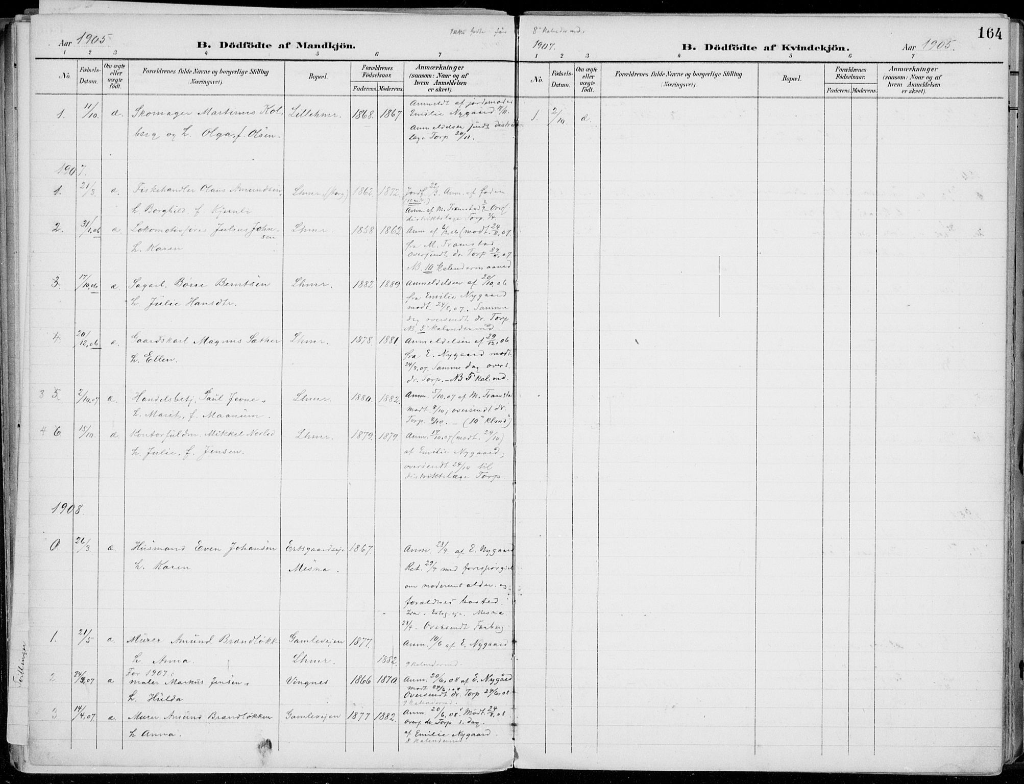 Lillehammer prestekontor, SAH/PREST-088/H/Ha/Haa/L0001: Parish register (official) no. 1, 1901-1916, p. 164