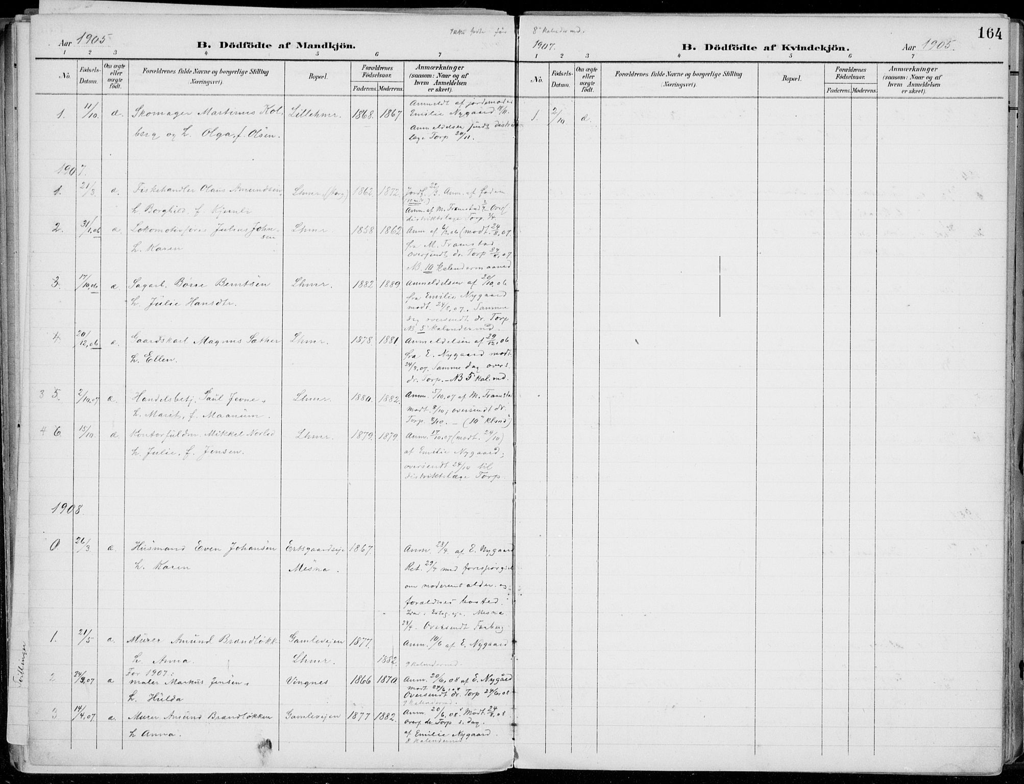 Lillehammer prestekontor, AV/SAH-PREST-088/H/Ha/Haa/L0001: Parish register (official) no. 1, 1901-1916, p. 164