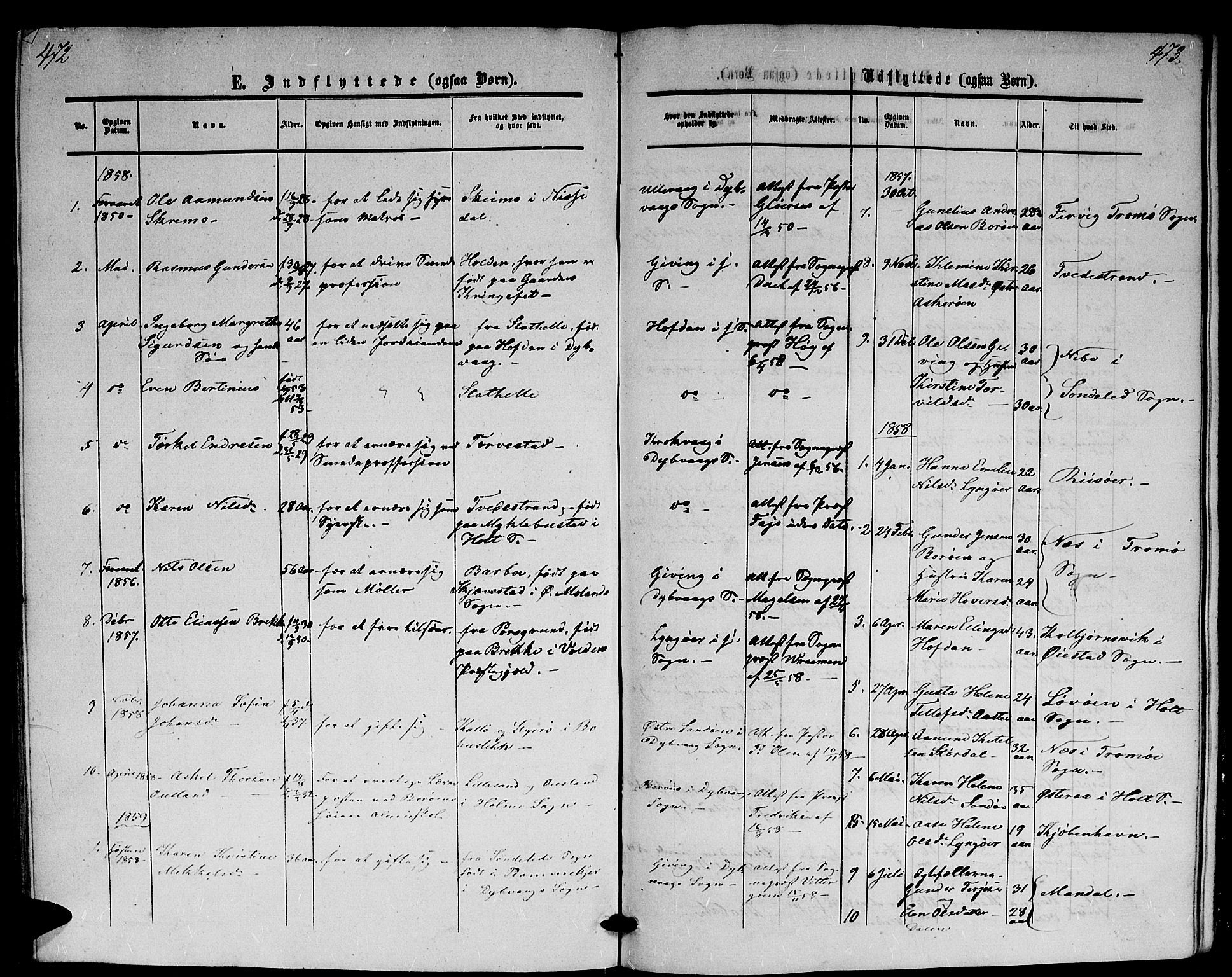 Dypvåg sokneprestkontor, SAK/1111-0007/F/Fb/Fba/L0011: Parish register (copy) no. B 11, 1857-1872, p. 472-473
