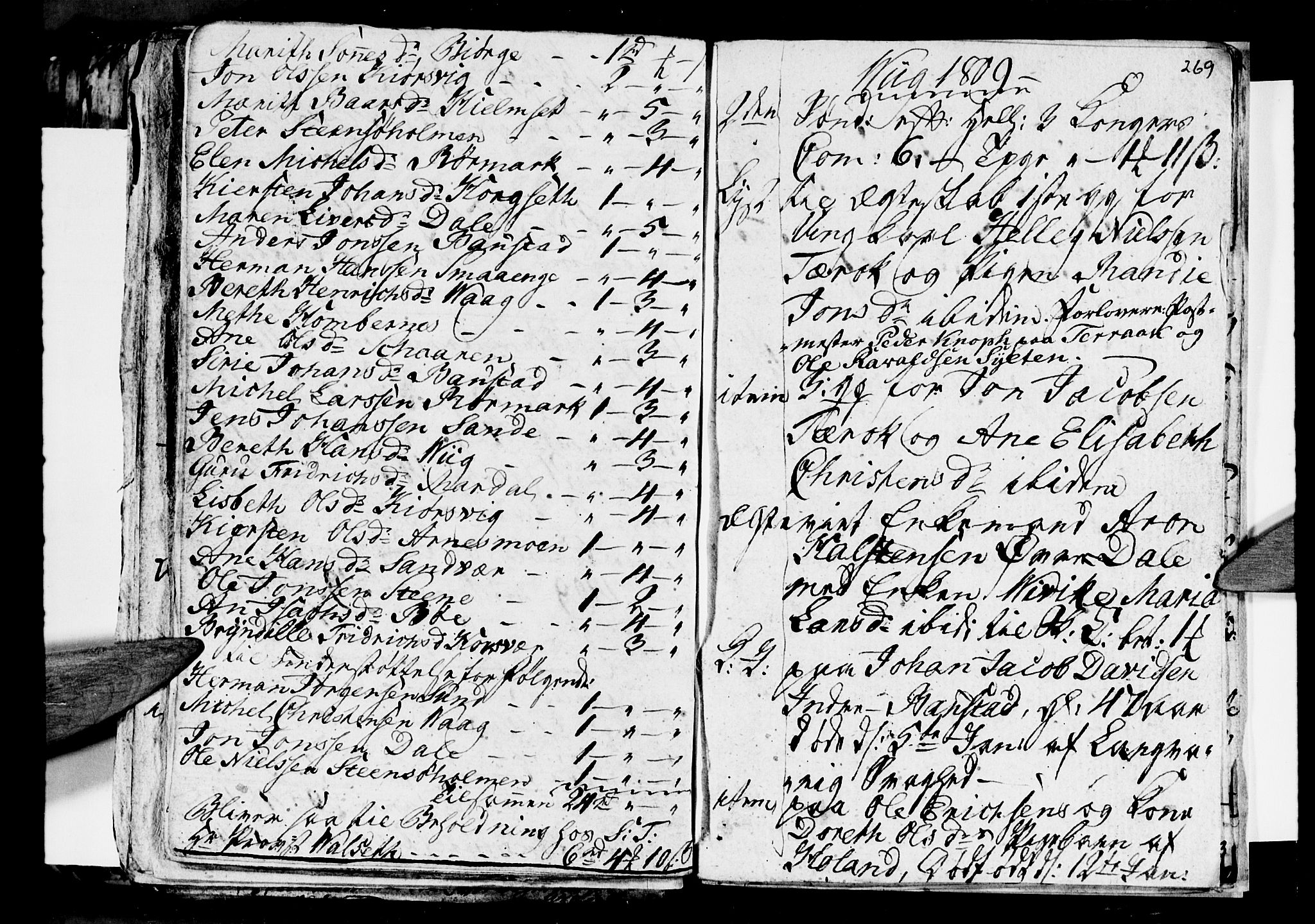 Ministerialprotokoller, klokkerbøker og fødselsregistre - Nordland, SAT/A-1459/812/L0184: Parish register (copy) no. 812C02, 1793-1809, p. 269