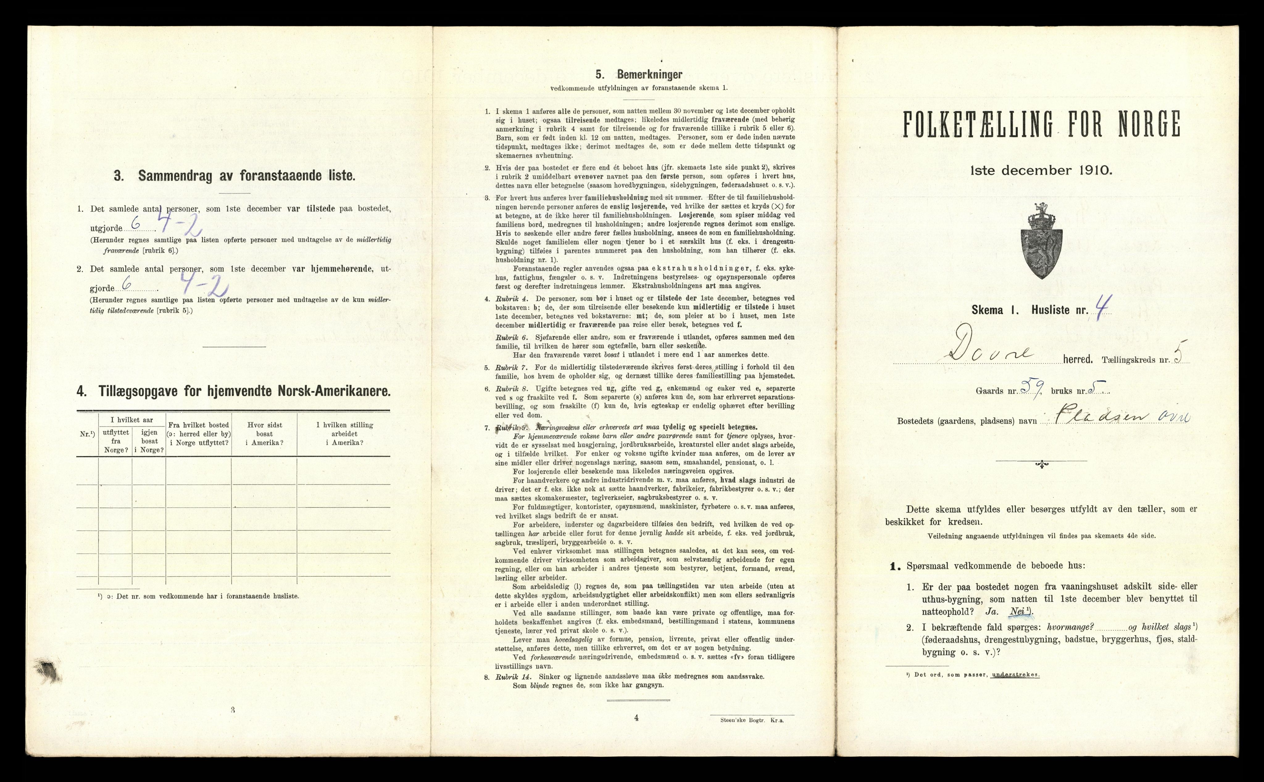 RA, 1910 census for Dovre, 1910, p. 671