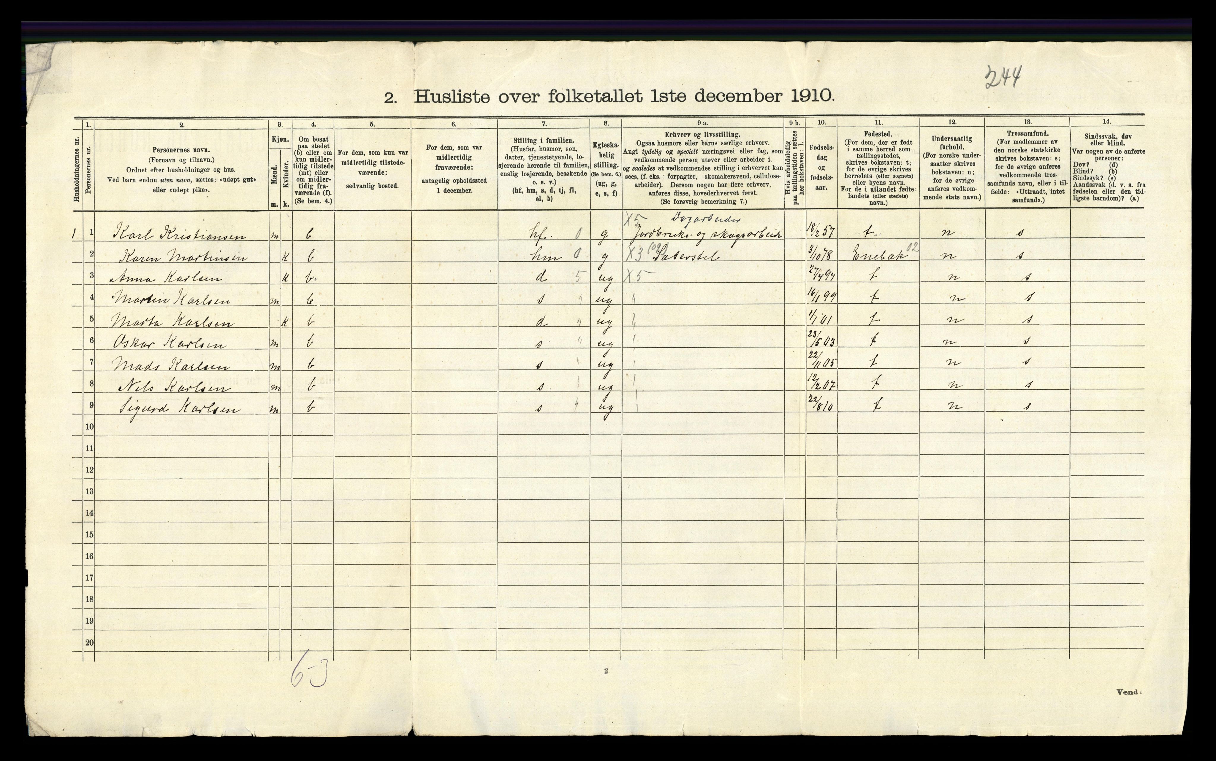 RA, 1910 census for Hole, 1910, p. 37