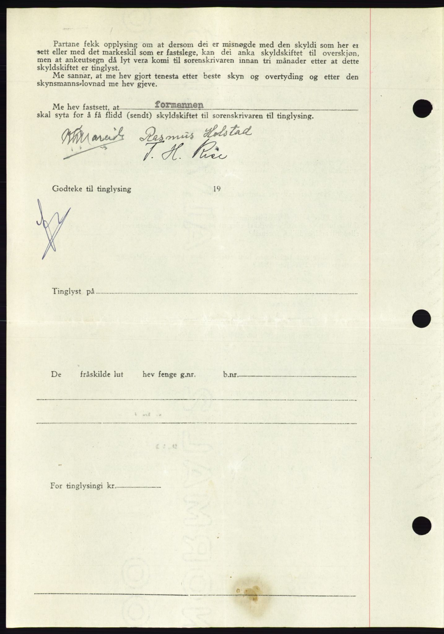 Søre Sunnmøre sorenskriveri, AV/SAT-A-4122/1/2/2C/L0081: Mortgage book no. 7A, 1947-1948, Diary no: : 1598/1947