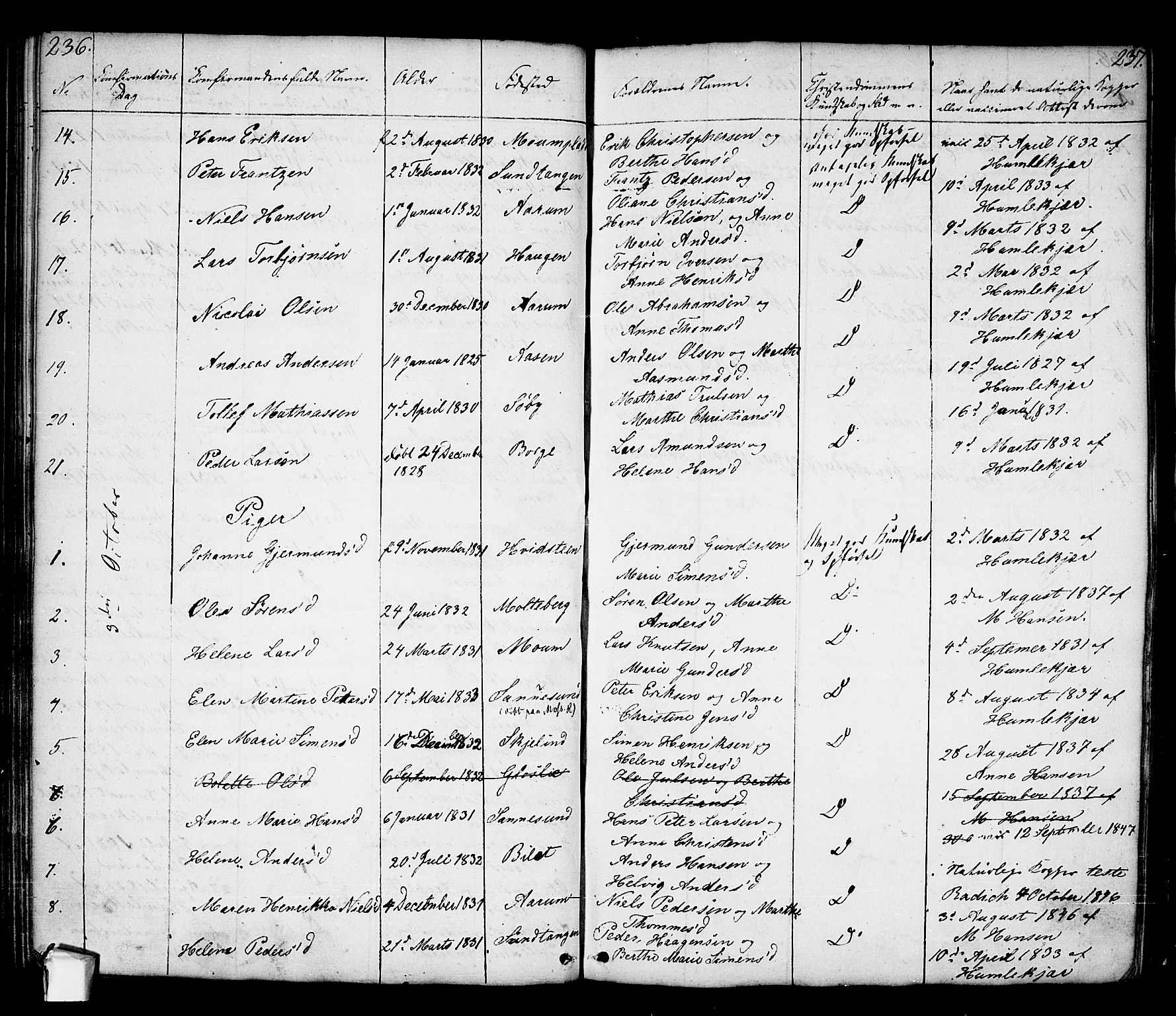 Borge prestekontor Kirkebøker, SAO/A-10903/F/Fa/L0004: Parish register (official) no. I 4, 1836-1848, p. 236-237