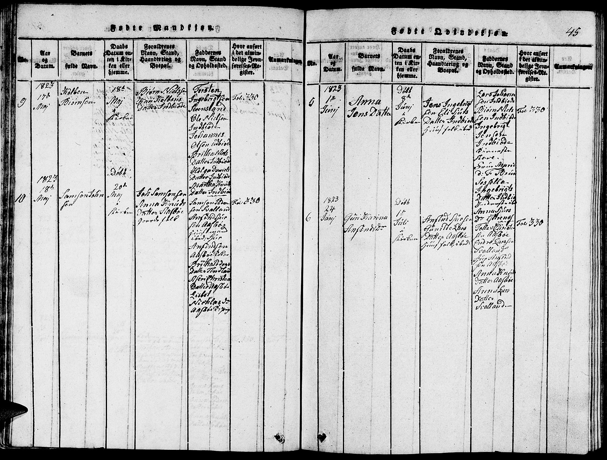 Fjelberg sokneprestembete, SAB/A-75201/H/Hab: Parish register (copy) no. A 1, 1816-1823, p. 45
