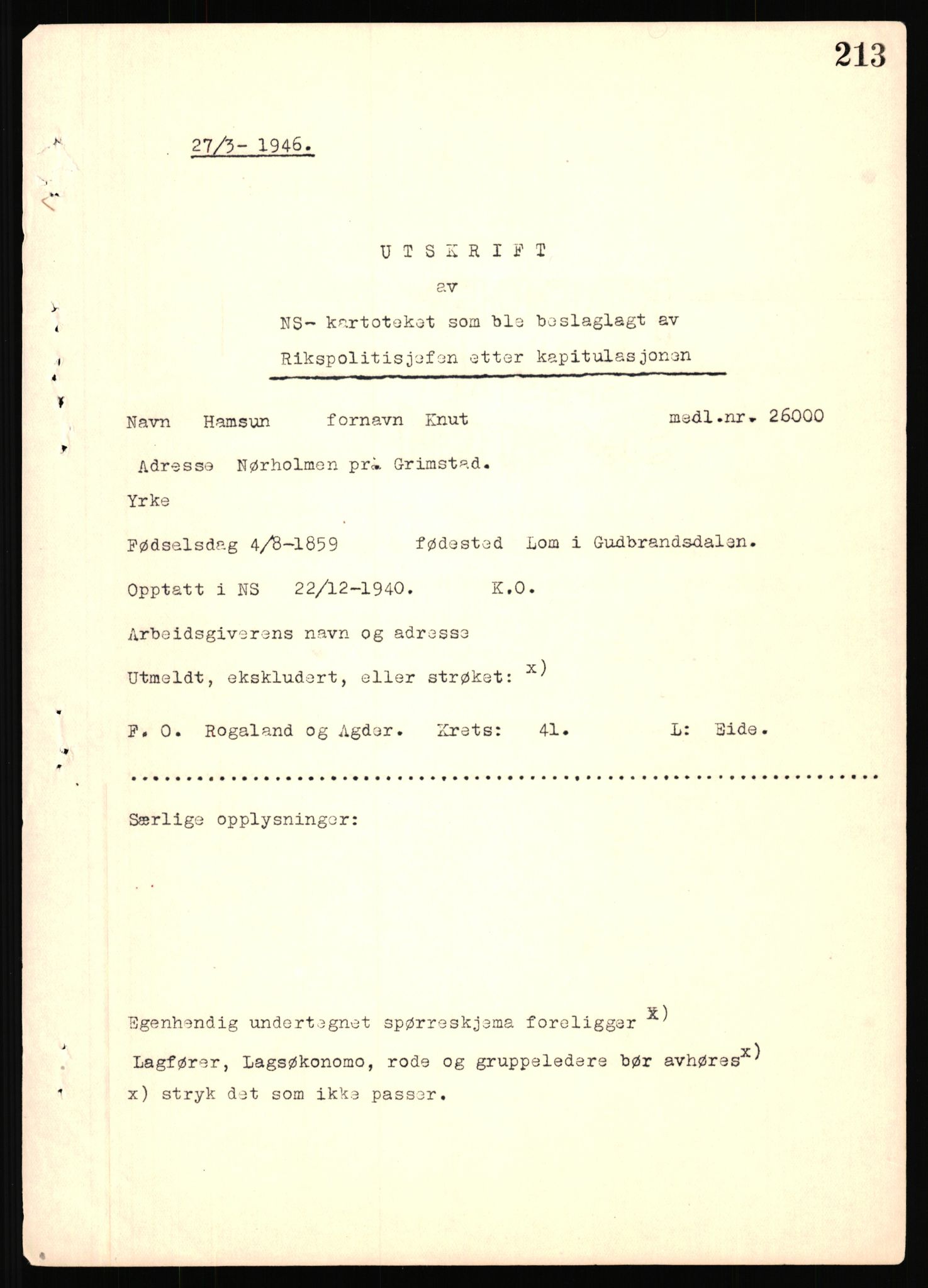 Landssvikarkivet, Arendal politikammer, RA/S-3138-25/D/Dc/L0029: Anr. 192/45, 1945-1951, p. 940