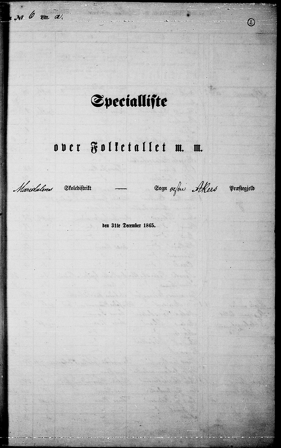 RA, 1865 census for Vestre Aker, 1865, p. 186
