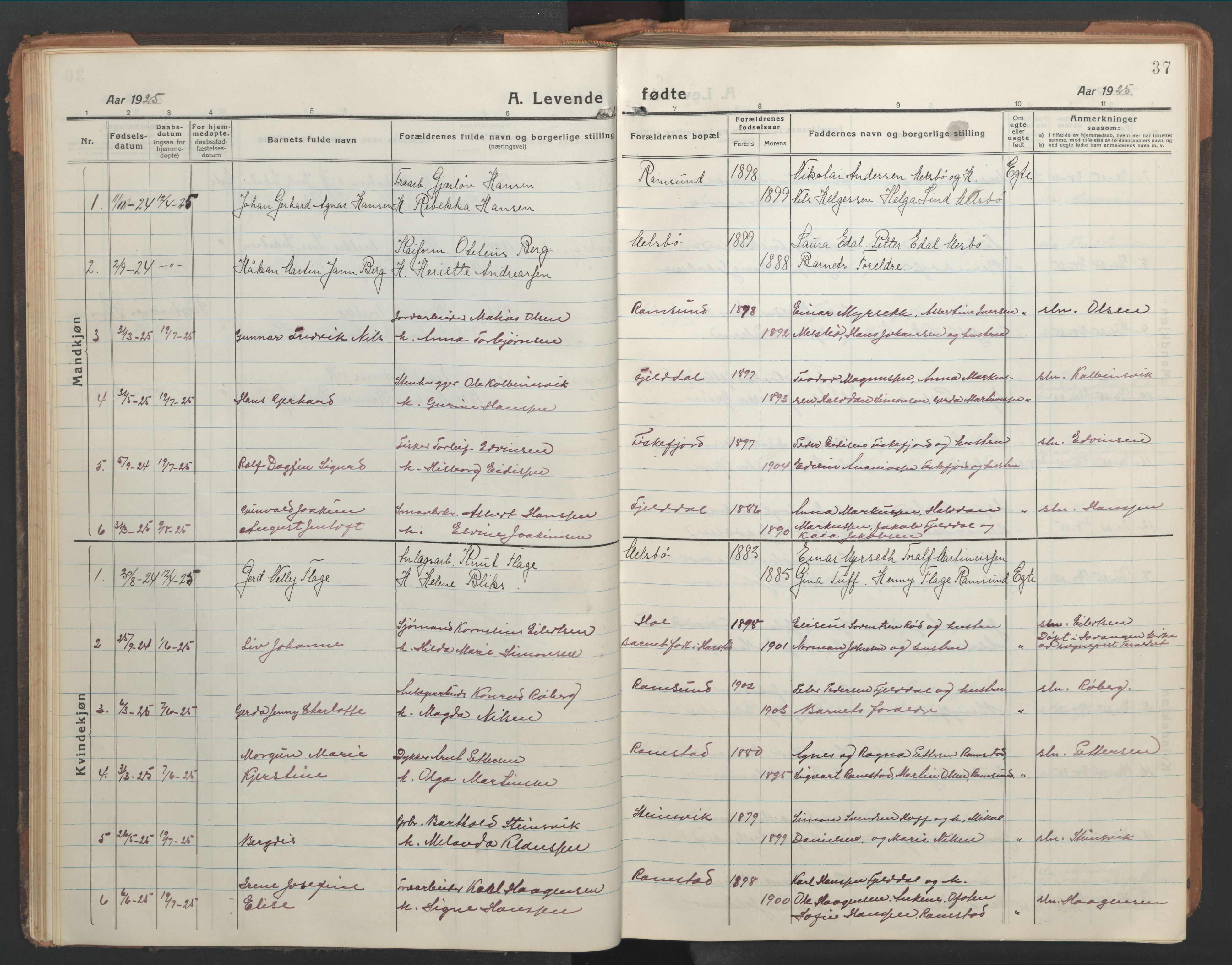 Ministerialprotokoller, klokkerbøker og fødselsregistre - Nordland, AV/SAT-A-1459/865/L0933: Parish register (copy) no. 865C05, 1917-1947, p. 37