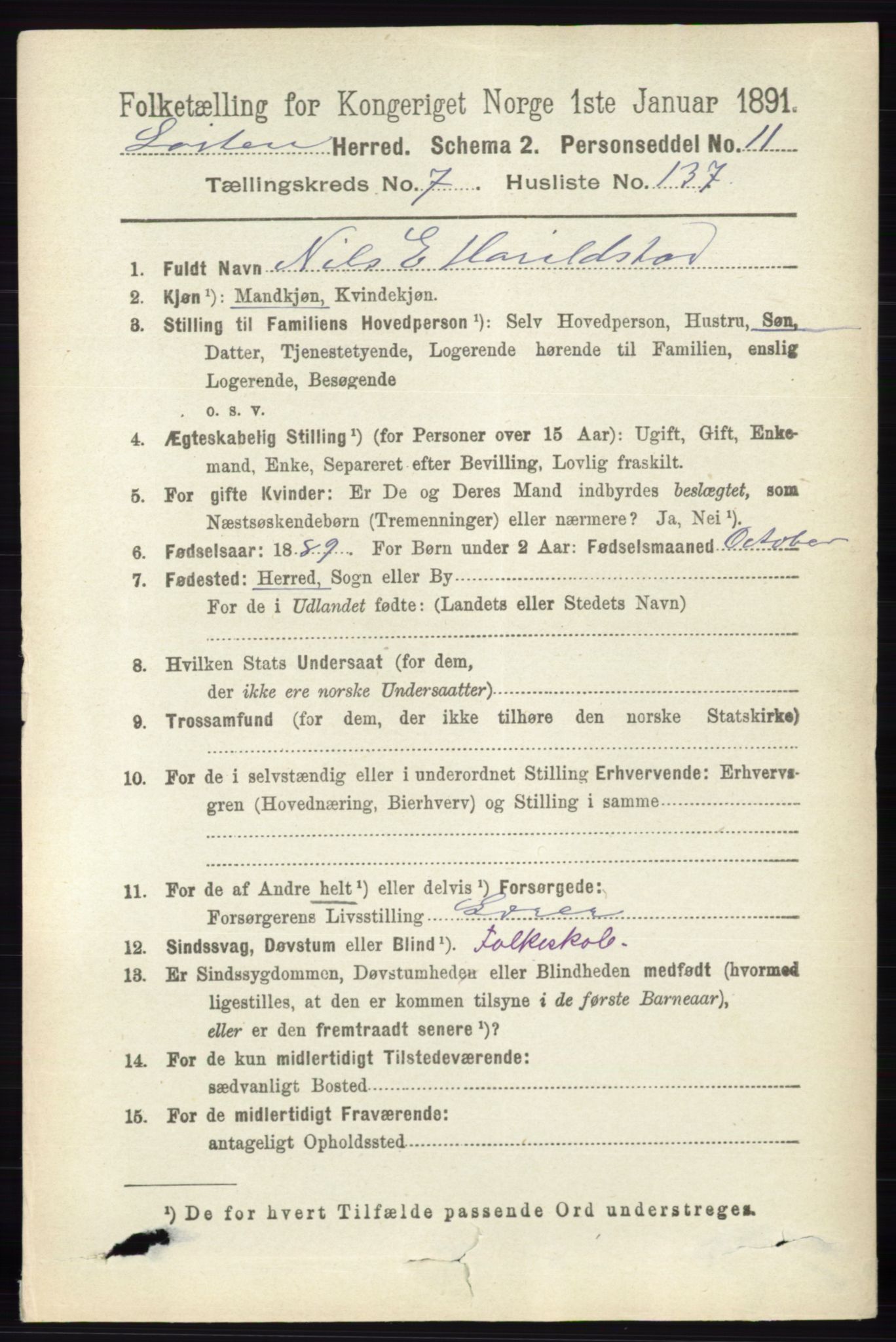 RA, 1891 census for 0415 Løten, 1891, p. 5184